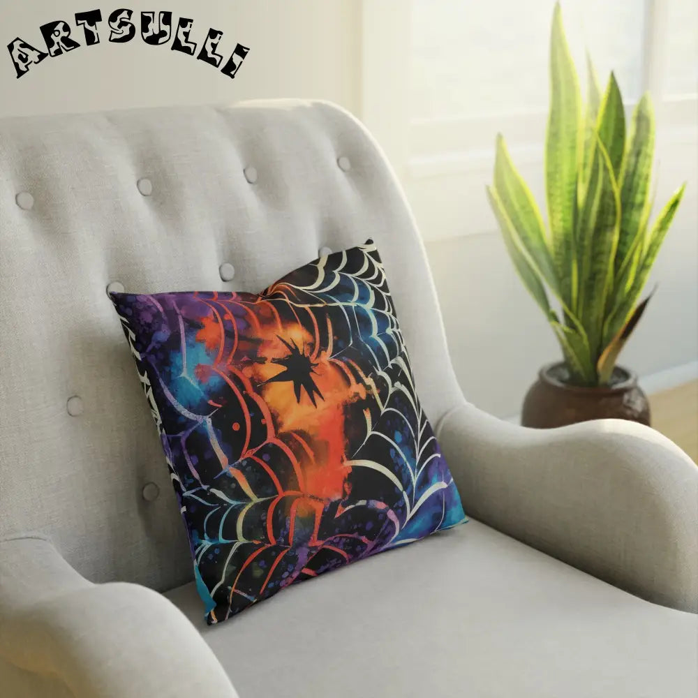 JAKKOUTTHEBXX Spider Web Illustration Printed Halloween Pillow 2025