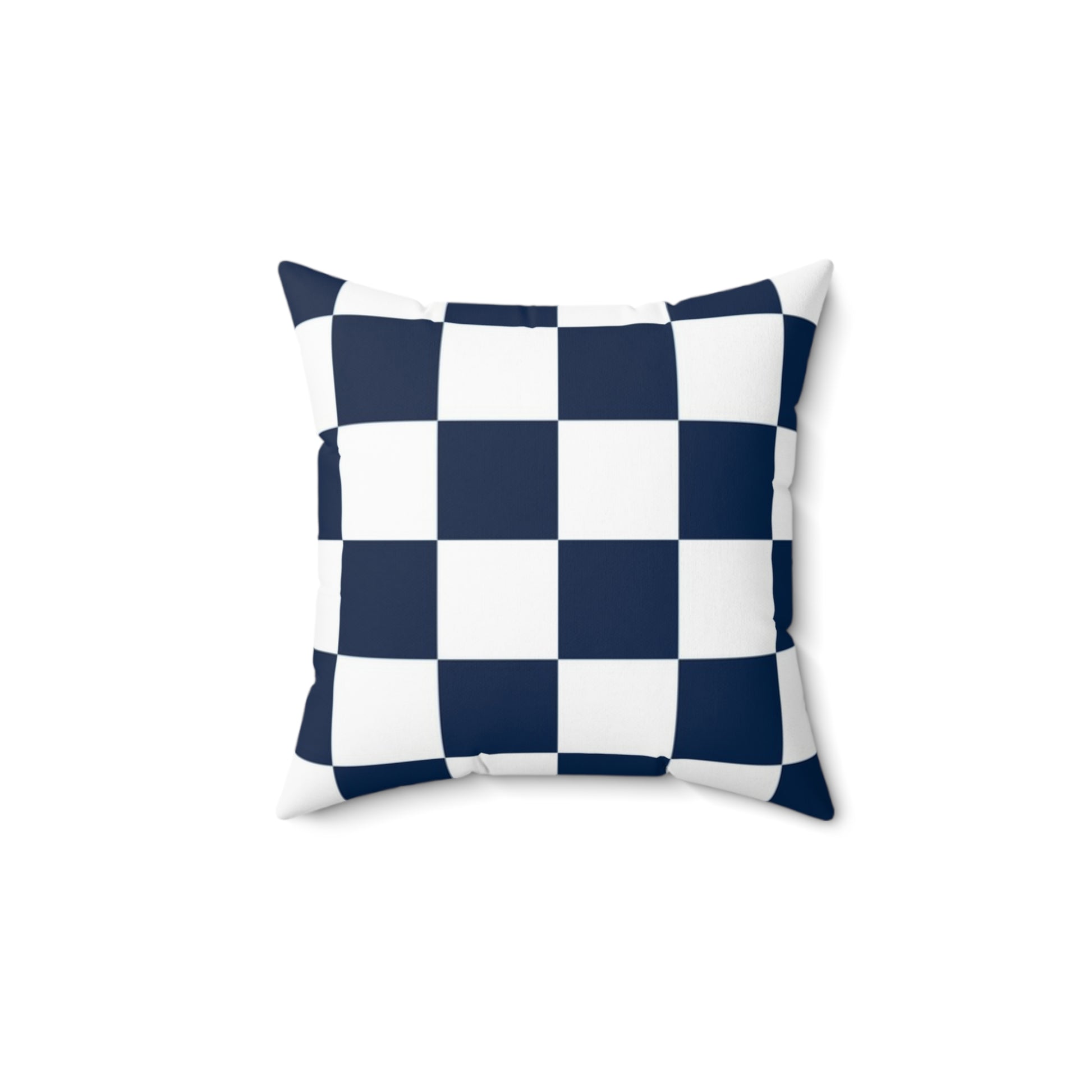Checkerboard White and Navy Blue Spun Polyester Square Pillow, Artsulli - Art is Long, Life is Short, Home Decor, , , , , , , 