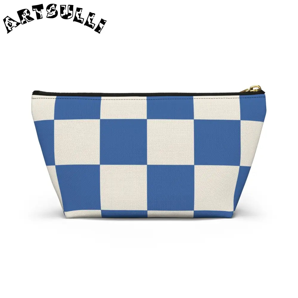 JAKKOUTTHEBXX Checkerboard Blue Accessory Pouch w T-bottom