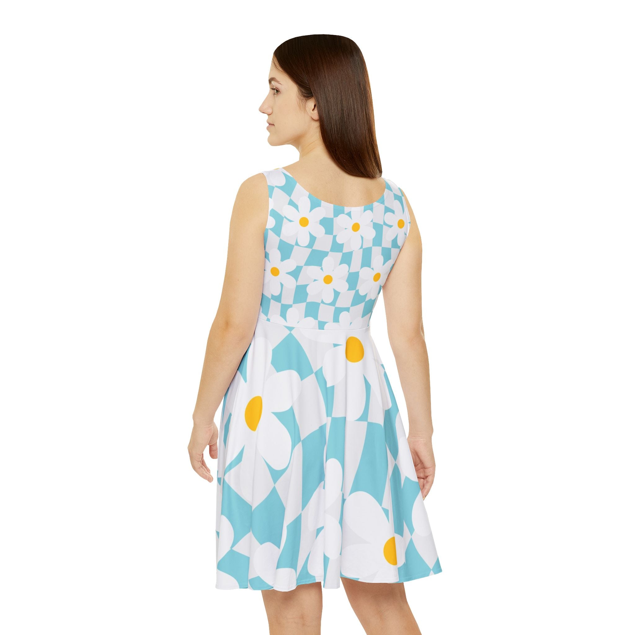 Trippy Check Garden Women's Skater Dress (AOP), Artsulli - Art is Long, Life is Short, All Over Prints, , , , , , , 