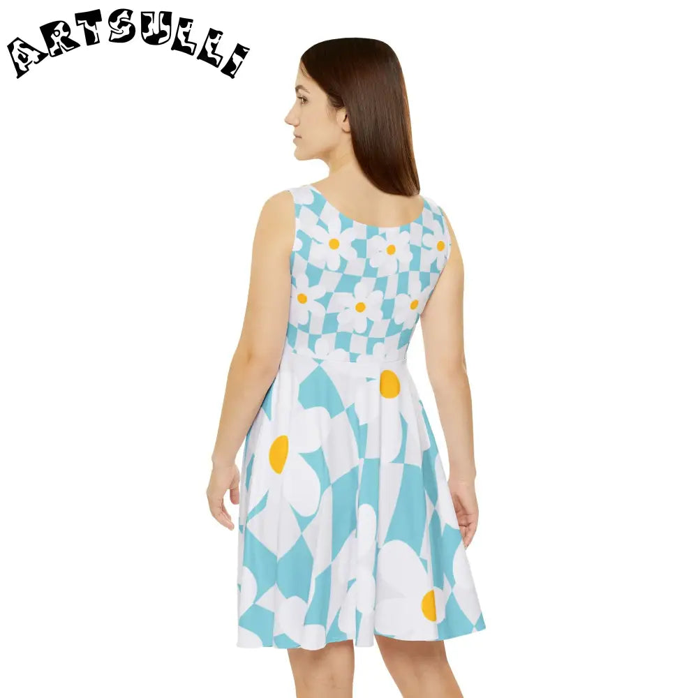 JAKKOUTTHEBXX Trippy Check Garden Women’s Skater Dress (AOP)