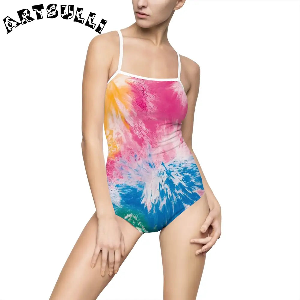 JAKKOUTTHEBXX Tie-Dye Hollow Back One-Piece Swimsuit 2025