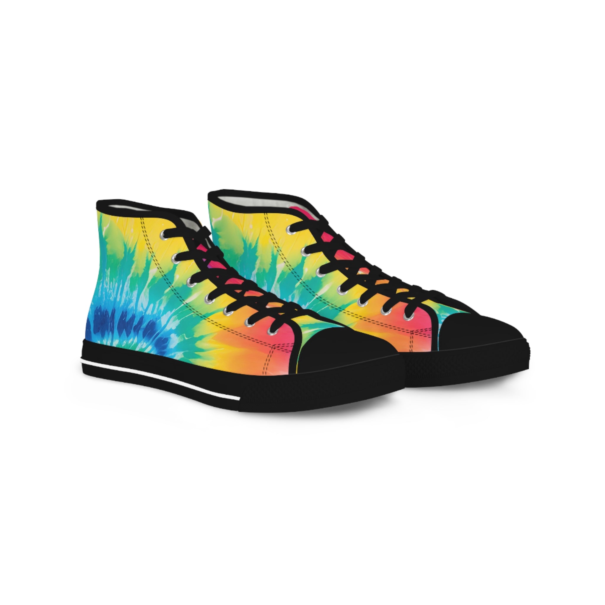 Tie Dye Men's High Top Sneakers, Artsulli - Art is Long, Life is Short, Shoes, Size, US 5, Color, Black sole, , , 30825453297839870637