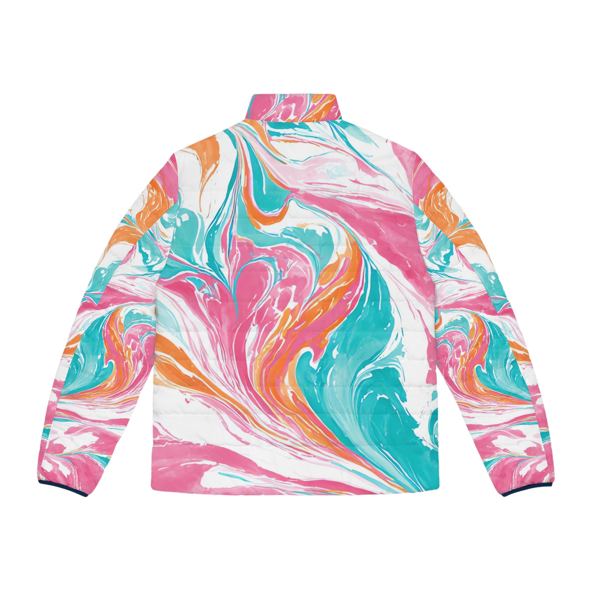Liquid Pastel Spill Multi-Color  Men's Puffer Jacket (AOP), Artsulli - Art is Long, Life is Short, All Over Prints, , , , , , , 