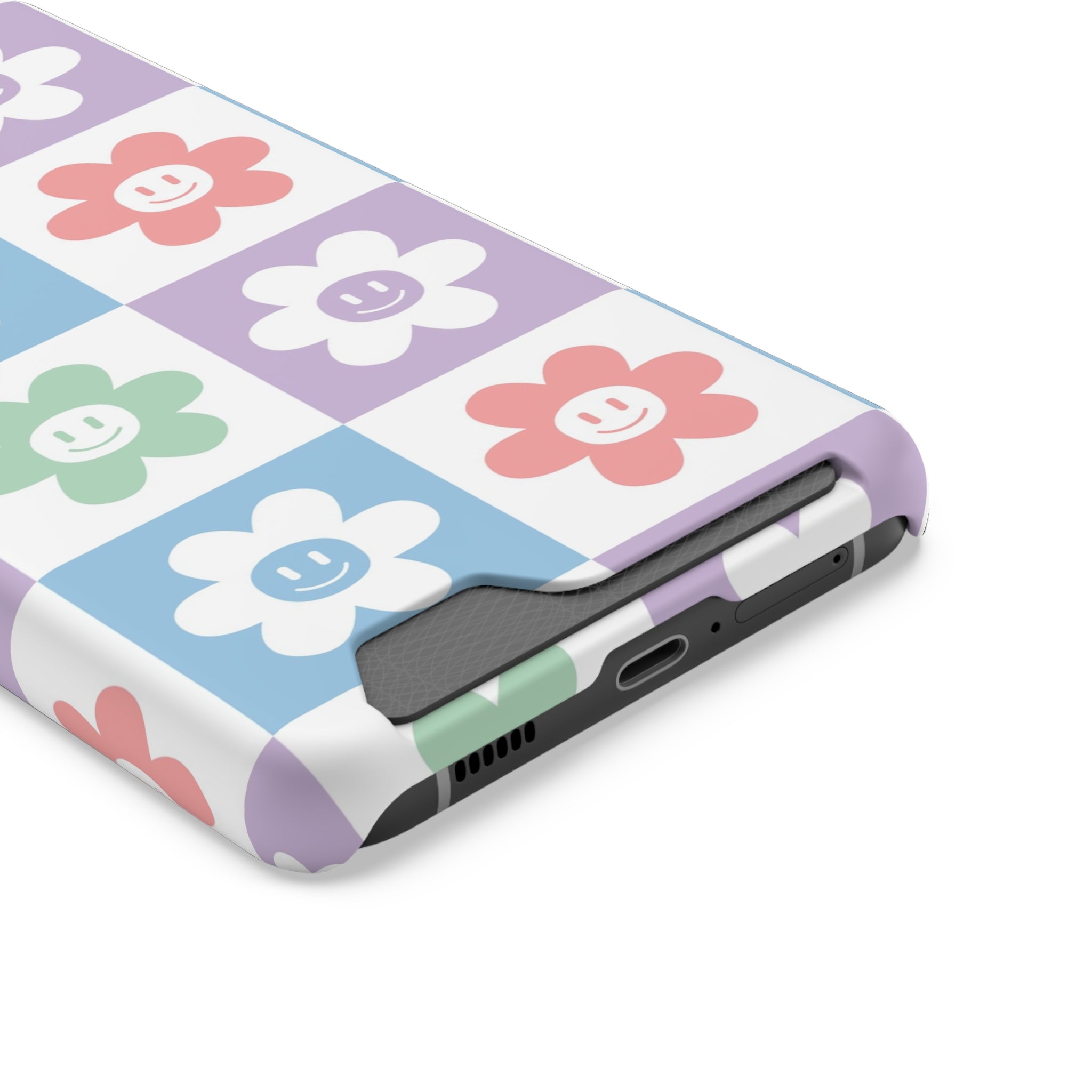 Chessboard x Smiley Face Flowers Multi-Color Phone Case With Card Holder, Artsulli - Art is Long, Life is Short, Phone Case, , , , , , , 