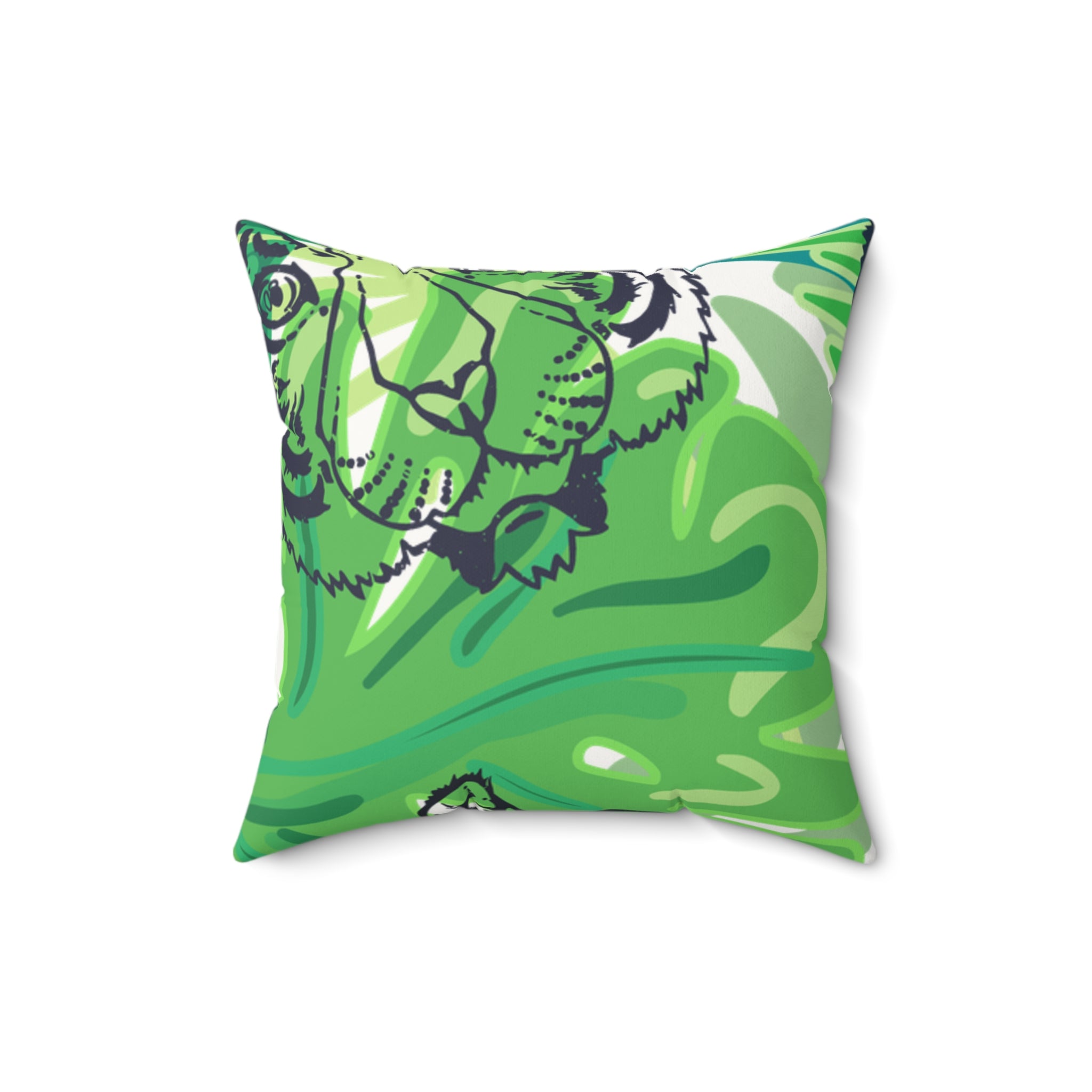 Tropical Jungle Tigers Green Faux Suede Square Pillow, Artsulli - Art is Long, Life is Short, Home Decor, Size, 16" × 16", , , , , 14787485988996