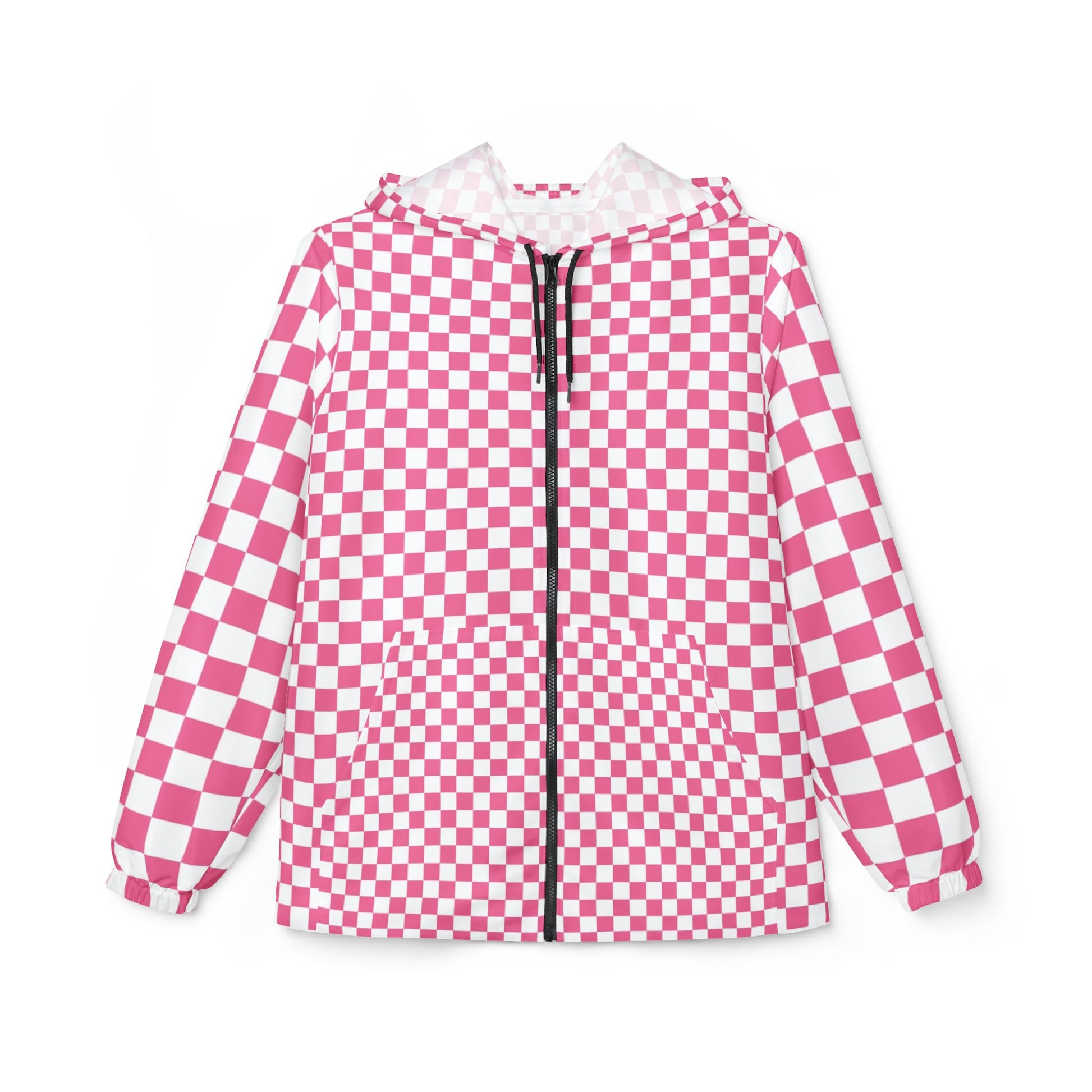 Yuyushiki Pink Check Windbreaker Jacket (AOP), Artsulli - Art is Long, Life is Short, Outerwear, Size, XS, , , , , 10642042787562196435