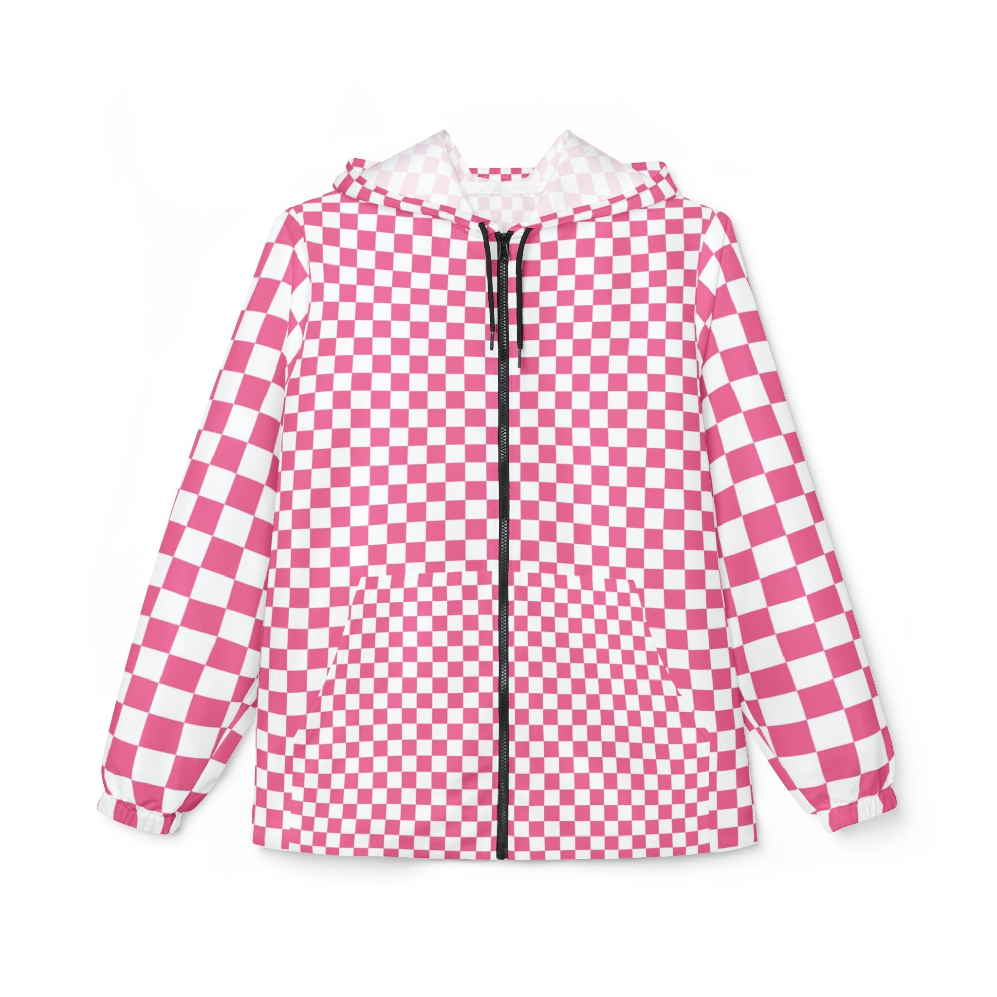 Yuyushiki Pink Check Windbreaker Jacket (AOP), Artsulli - Art is Long, Life is Short, Outerwear, Size, XS, , , , , 10642042787562196435