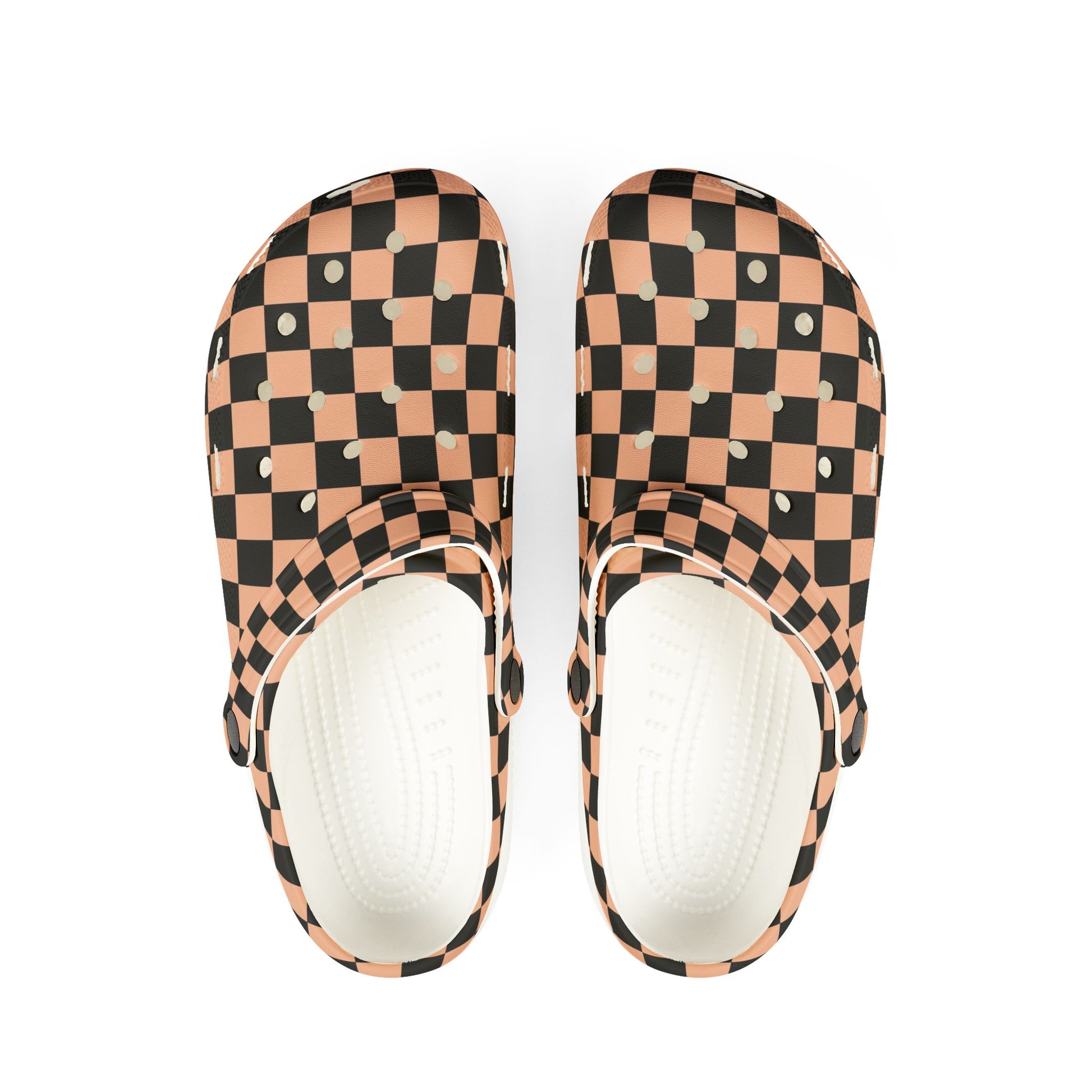 Checkerboard II Soft Orange and Black EVA Foam Rubber Shoes (AOP), Artsulli - Art is Long, Life is Short, Shoes, Size, US 6 (Women's), Color, White, , , 80228179100375108701