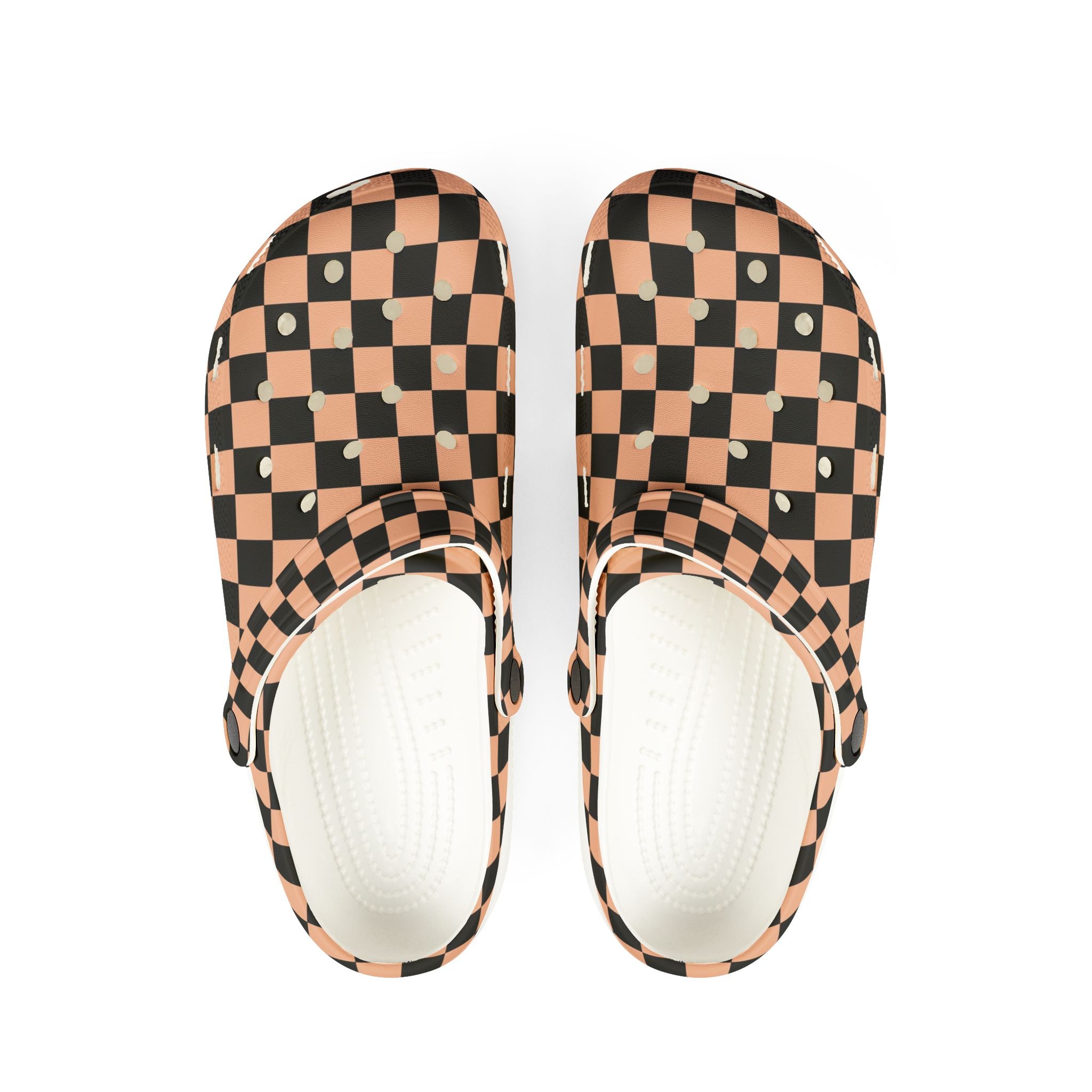 Checkerboard II Soft Orange and Black EVA Foam Rubber Shoes (AOP), Artsulli - Art is Long, Life is Short, Shoes, Size, US 6 (Women's), Color, White, , , 80228179100375108701