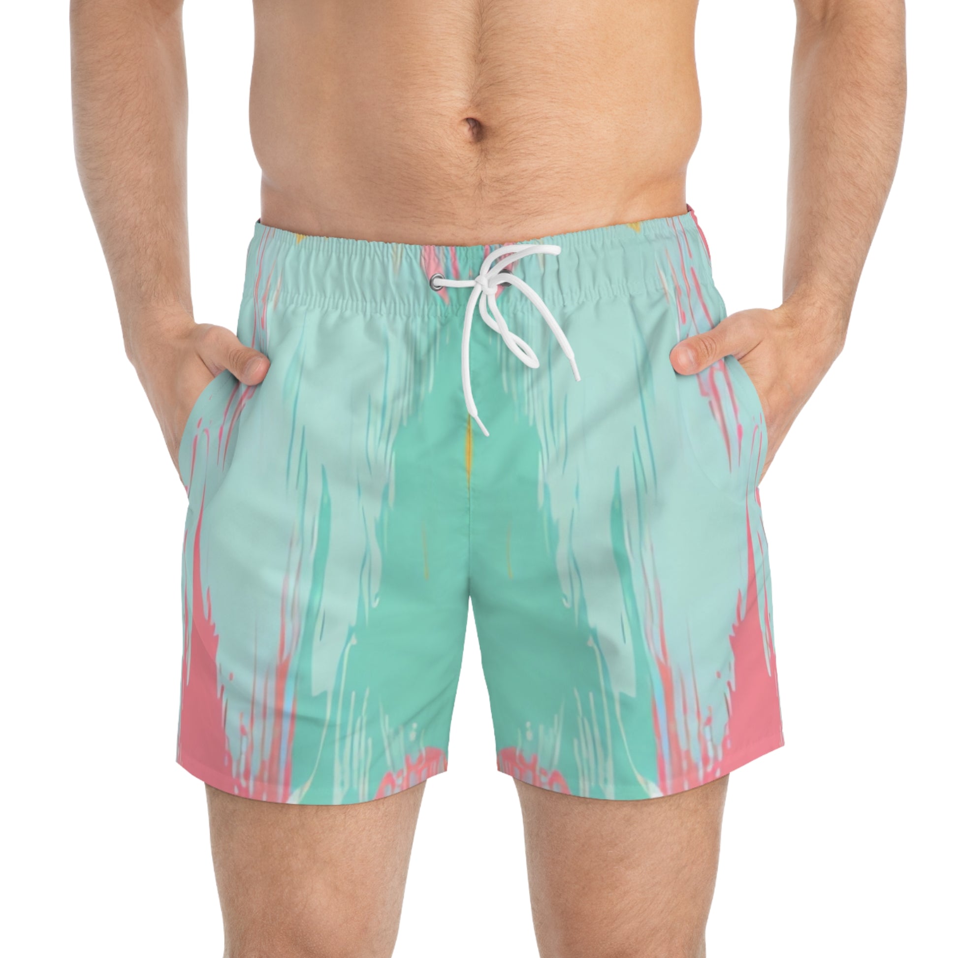 Preppy Pixel Bloom Swim Trunks (AOP), Artsulli - Art is Long, Life is Short, All Over Prints, , , , , , , 