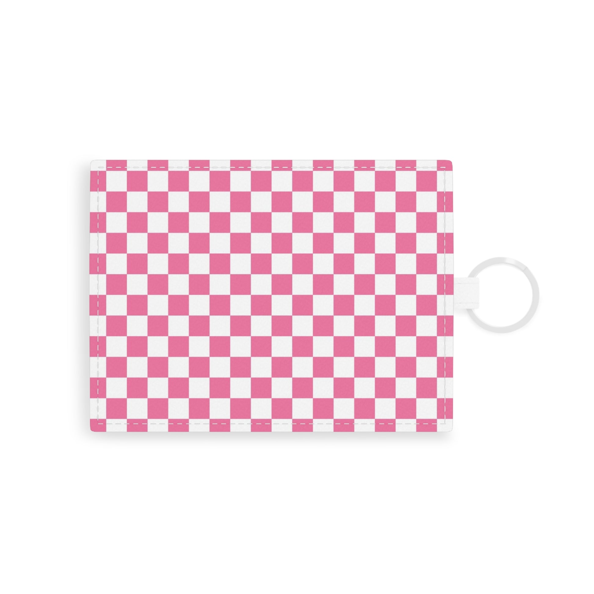 Yuyushiki Pink Check Saffiano Leather Card Holder, Artsulli - Art is Long, Life is Short, Accessories, Size, One size, Color, White, , , 24456955245958491856