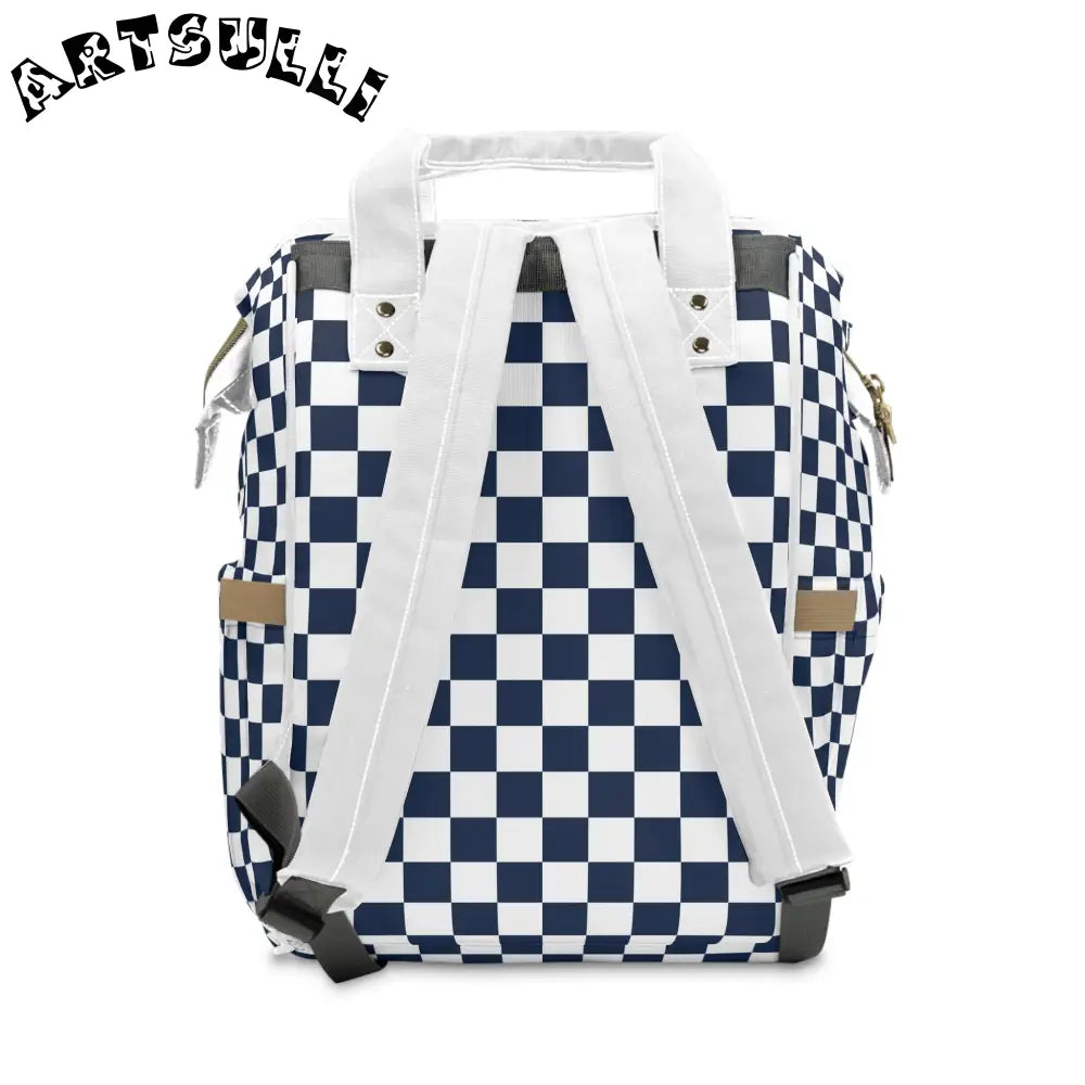 JAKKOUTTHEBXX Checkerboard White and Navy Blue Multifunctional