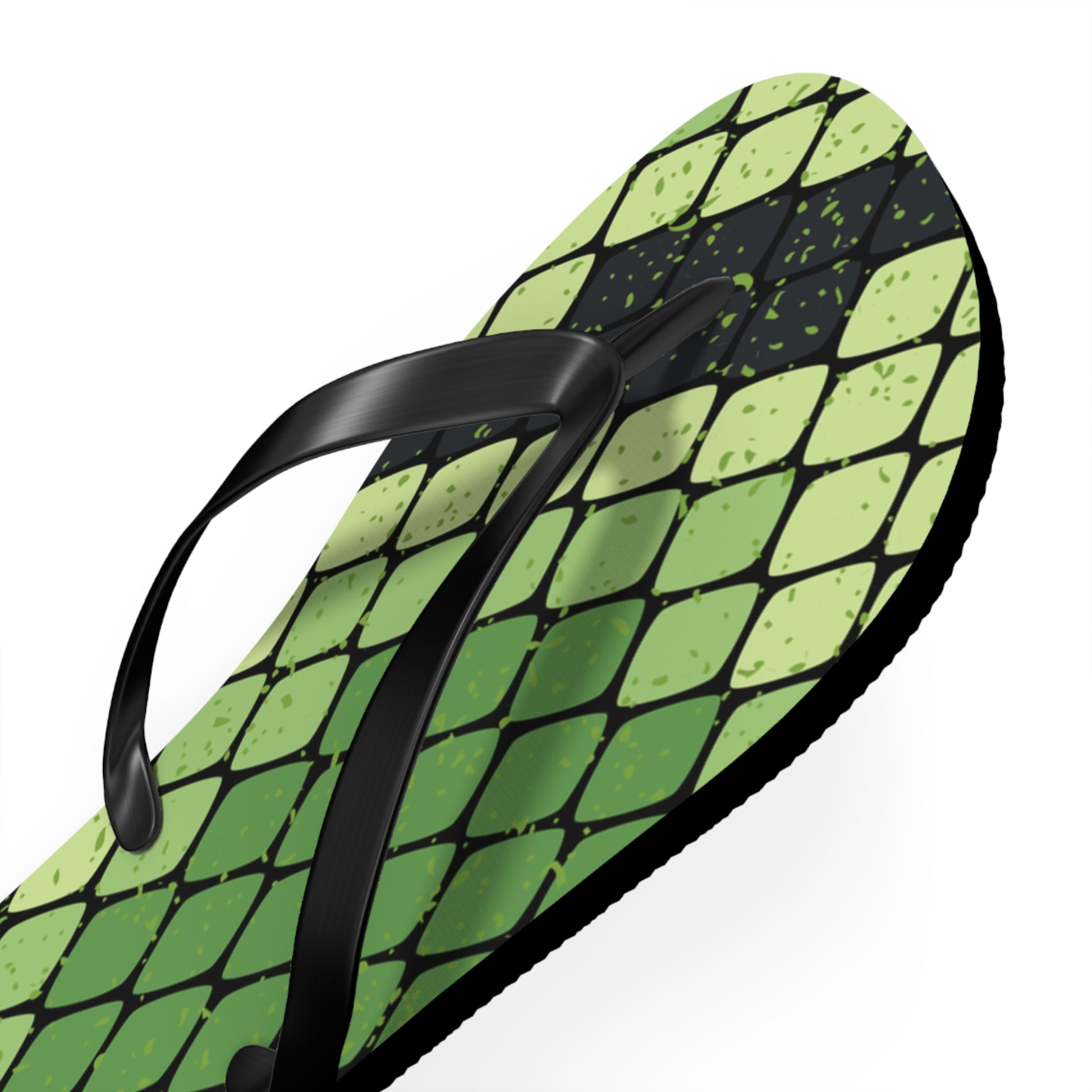Snake Skin Green and Black Flip Flops, Artsulli - Art is Long, Life is Short, Shoes, , , , , , , 