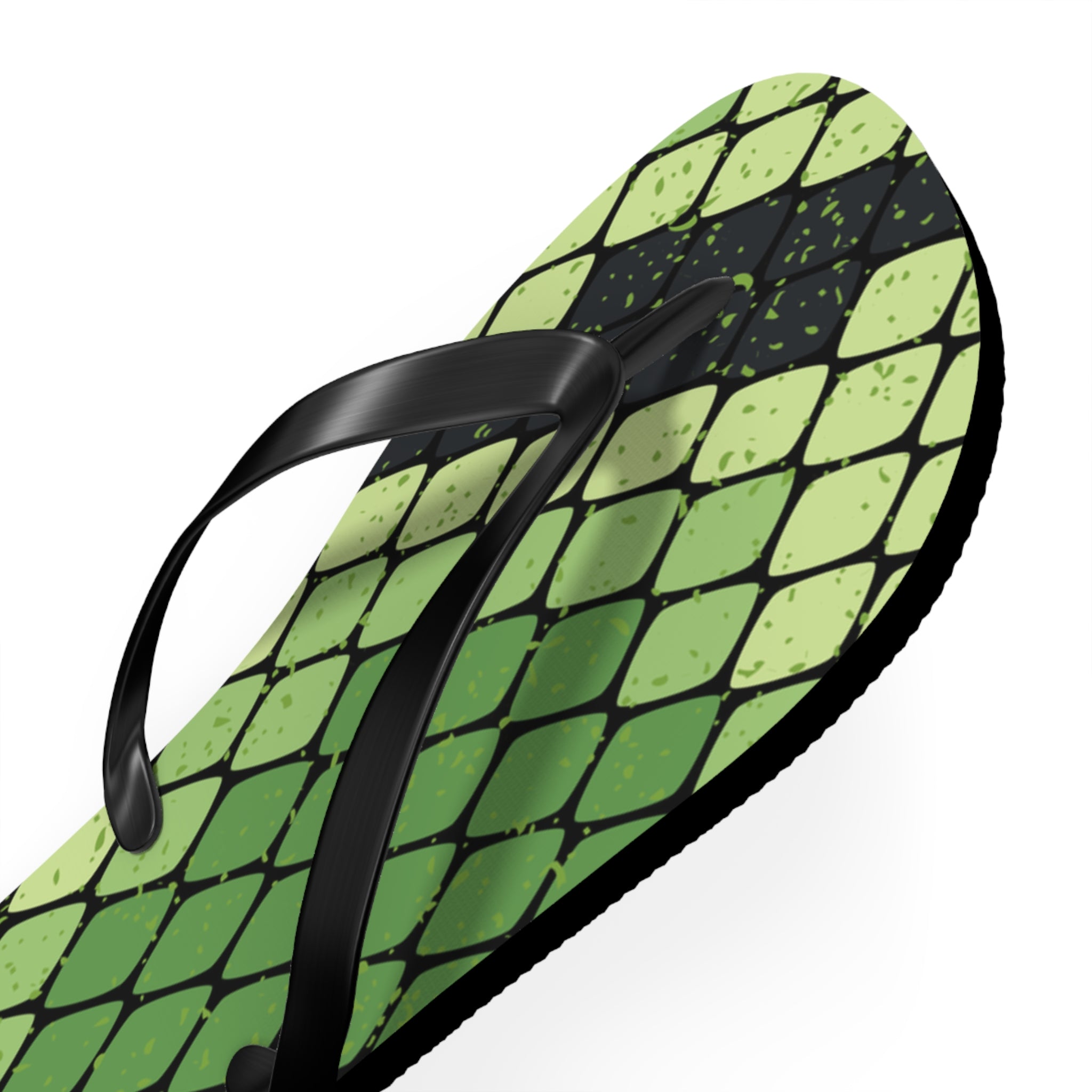 Snake Skin Green and Black Flip Flops, Artsulli - Art is Long, Life is Short, Shoes, , , , , , , 
