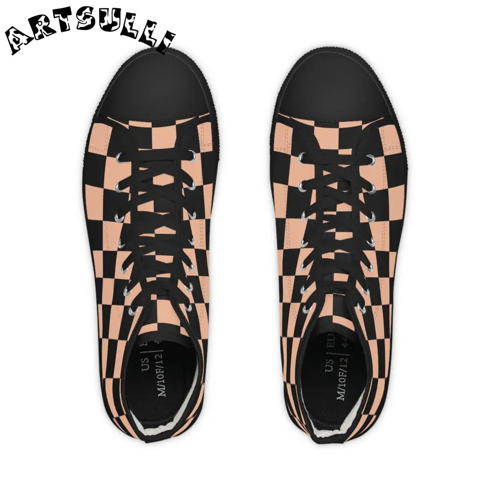 JAKKOUTTHEBXX Checkerboard Soft Orange and Black Men’s High Top