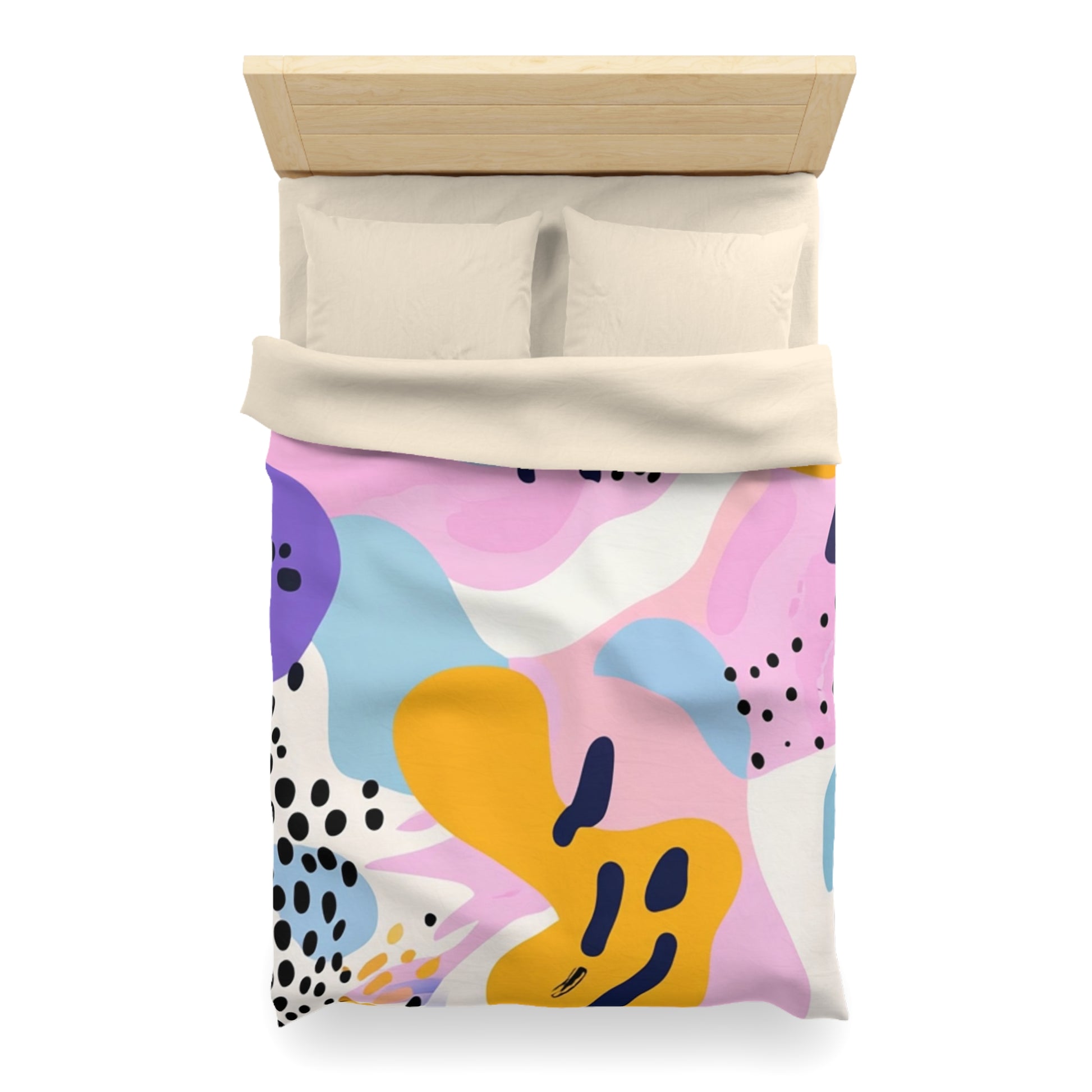 Colorful Abstract Dots and Shapes Microfiber Duvet Cover, Artsulli - Art is Long, Life is Short, Home Decor, , , , , , , 