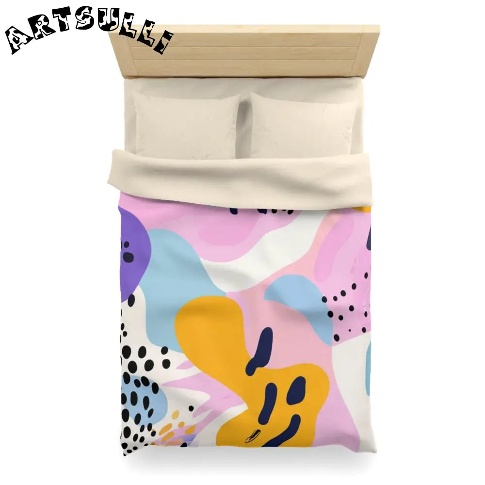 JAKKOUTTHEBXX Colorful Abstract Dots and Shapes Microfiber Duvet