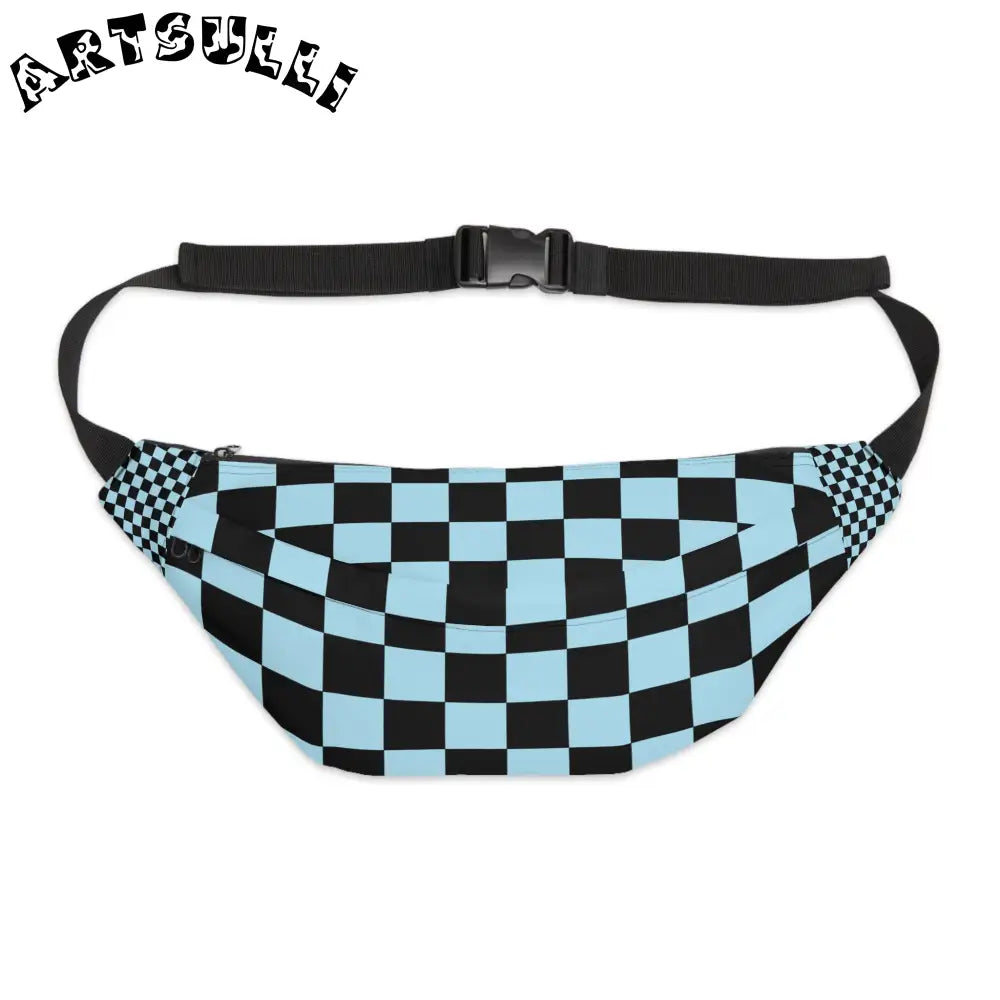 JAKKOUTTHEBXX Checkerboard Black and Blue Large Fanny Pack