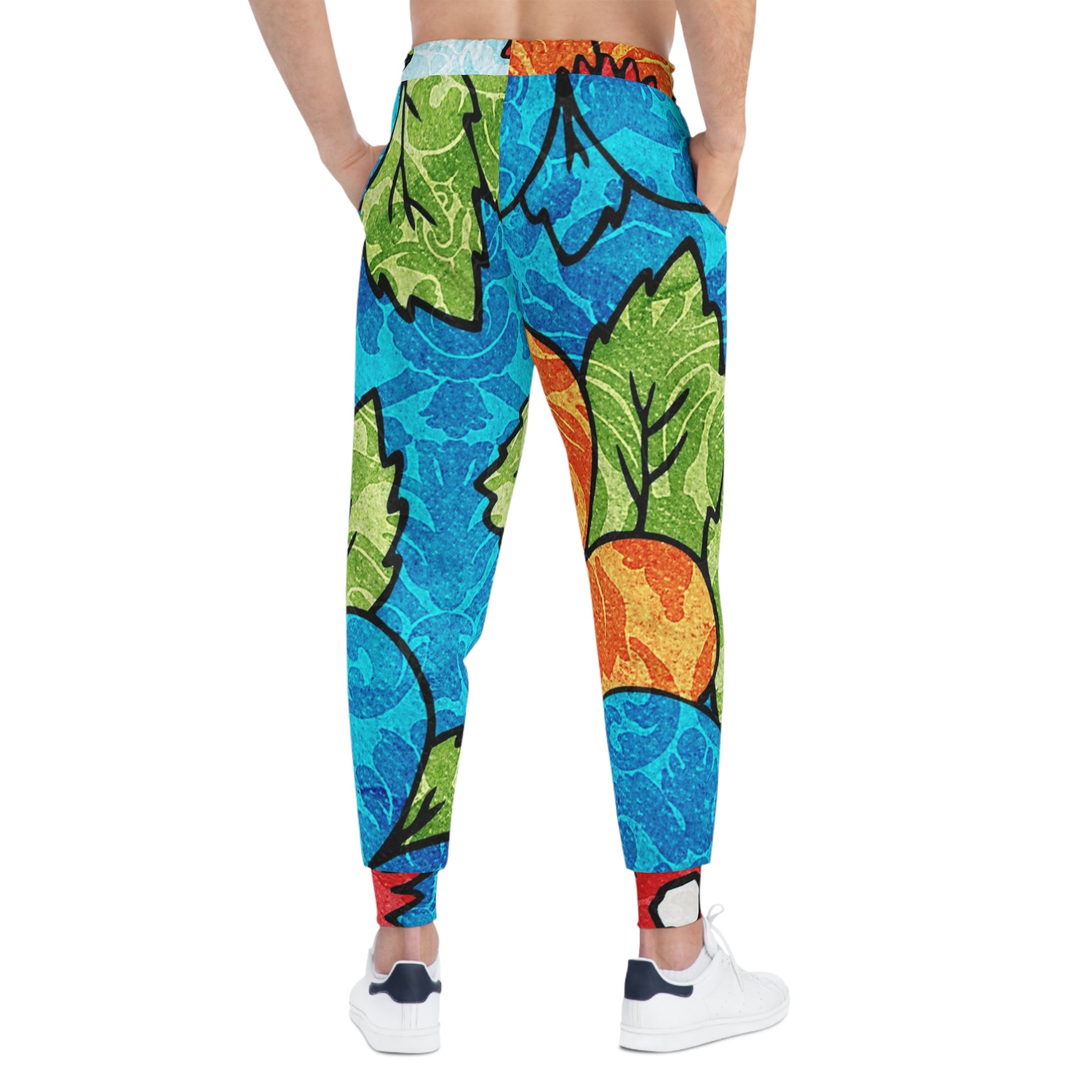 Blue Orange Groovy Athletic Joggers (AOP), Artsulli - Art is Long, Life is Short, All Over Prints, , , , , , , 