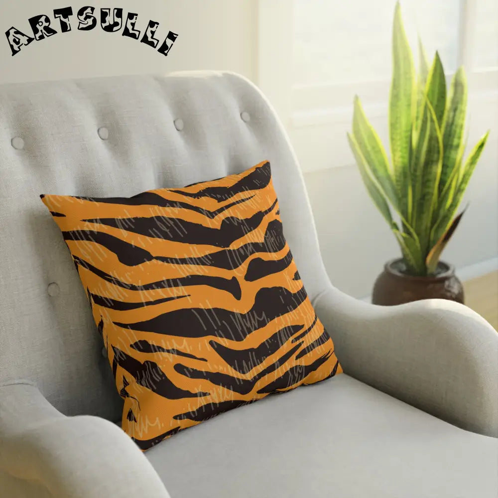 JAKKOUTTHEBXX Tiger Scratches Orange & Black Cushion JAKKOUTTHEBXX