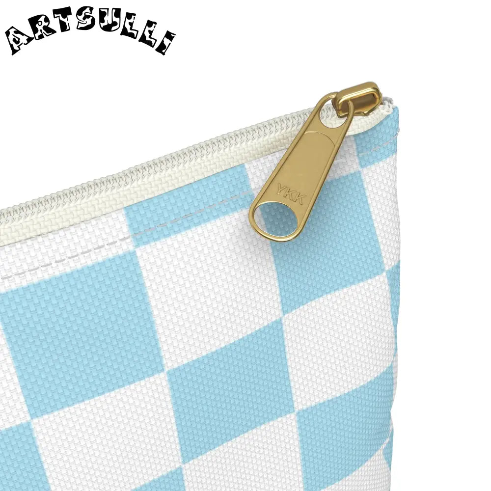 JAKKOUTTHEBXX Checkerboard Sky Blue Accessory Pouch JAKKOUTTHEBXX