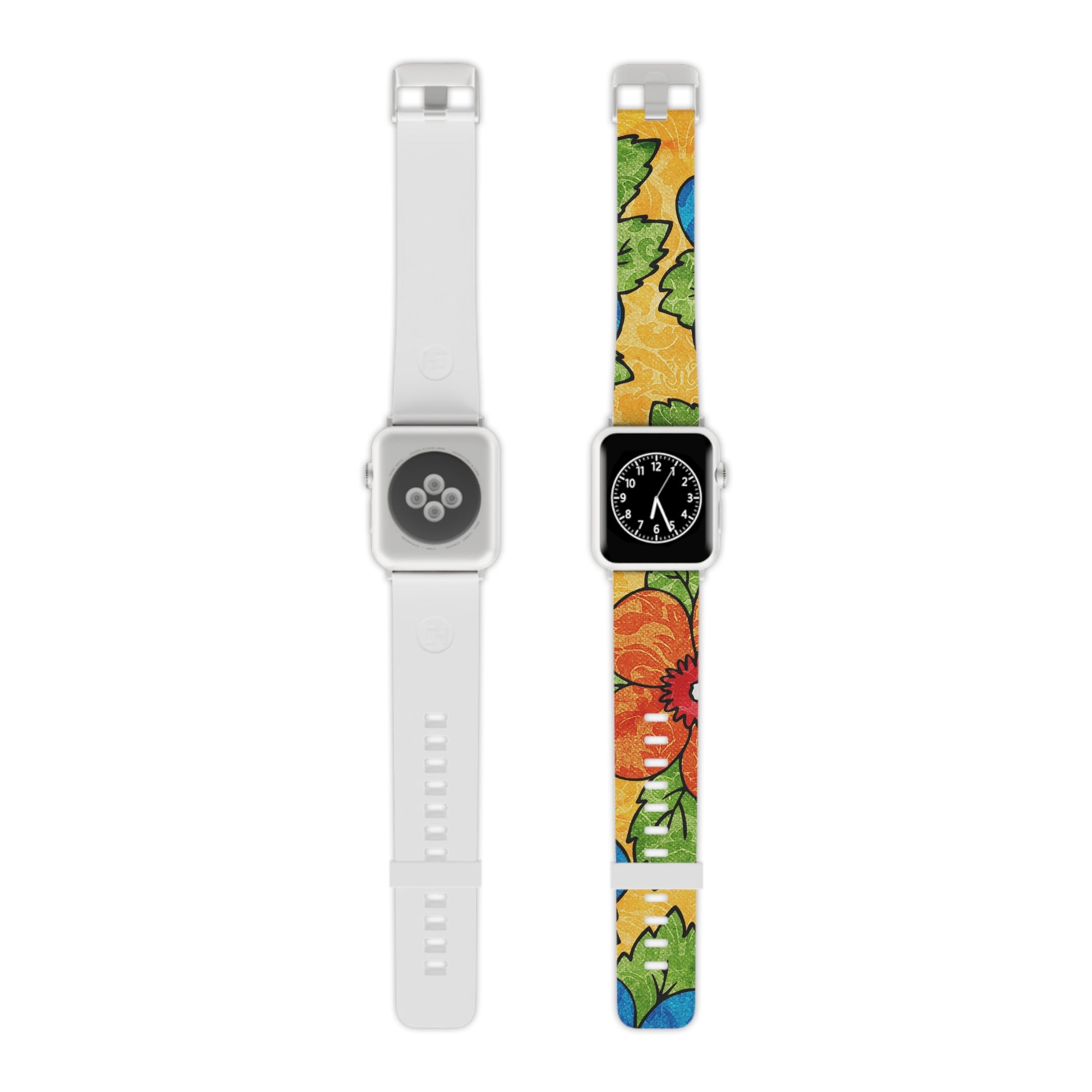 Groovy Yellow Floral Kl Watch Band for Apple Watch, Artsulli - Art is Long, Life is Short, Accessories, Size, 8'' × 0.75'' / 38 - 40 mm, Color, Silver, , , 27188565621582897363