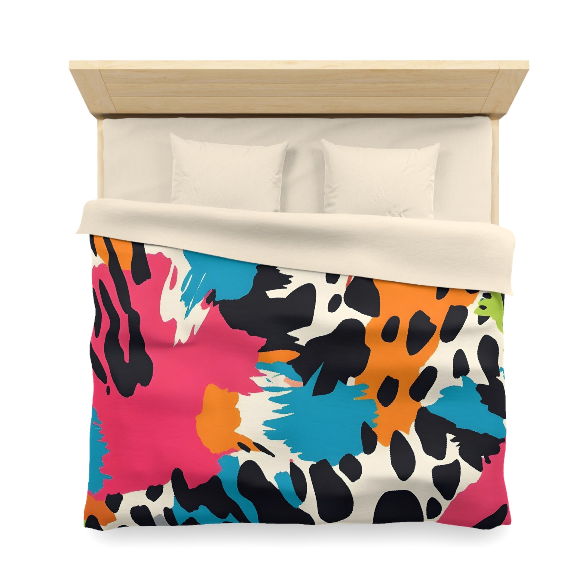 Wild Brush Strokes x Animal Print Multi-Color Microfiber Duvet Cover, Artsulli - Art is Long, Life is Short, Home Decor, , , , , , , 