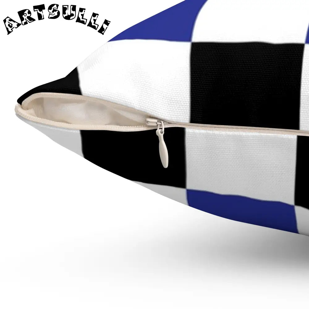 JAKKOUTTHEBXX Checkerboard Blue White and Black Spun Polyester