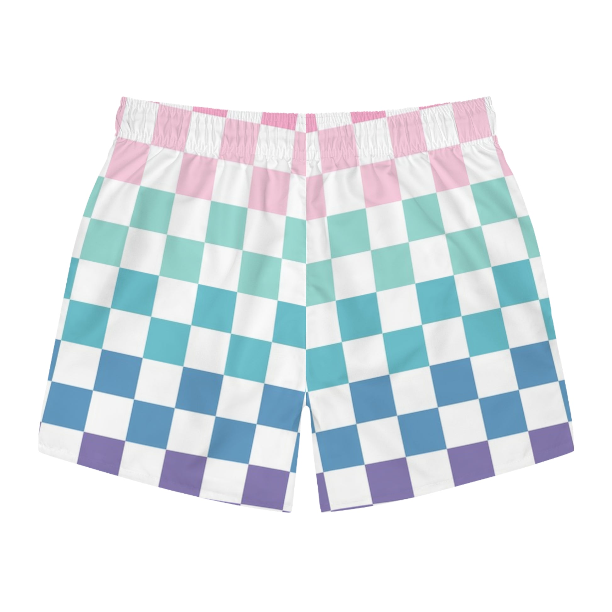 Vaporwave Rainbow  Checkerboard Multi-Color Swim Trunks (AOP), Artsulli - Art is Long, Life is Short, All Over Prints, , , , , , , 
