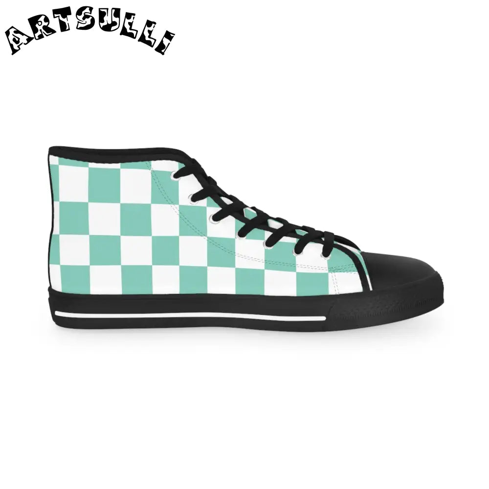 JAKKOUTTHEBXX Checkerboard Light Green Men’s High Top Sneakers