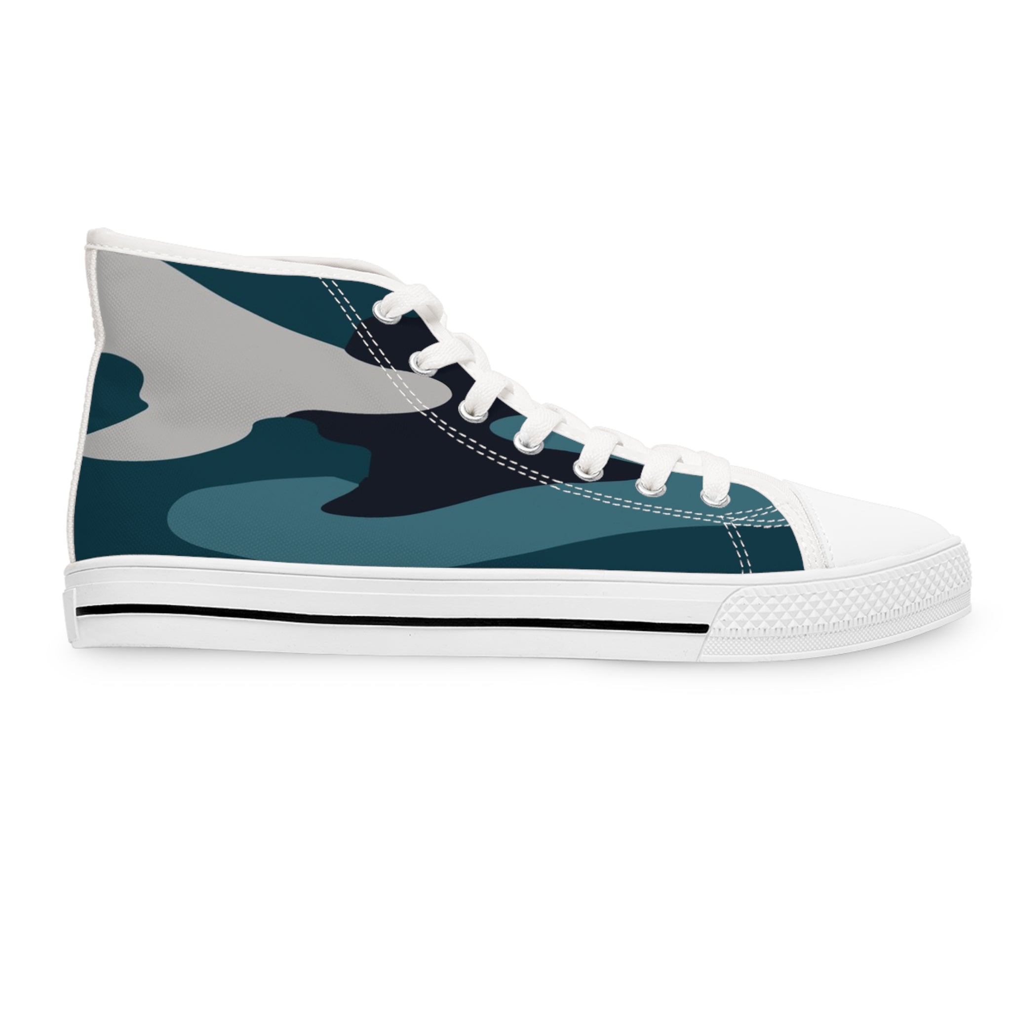 Blue Camouflage Women's High Top Sneakers, Artsulli - Art is Long, Life is Short, Shoes, , , , , , , 