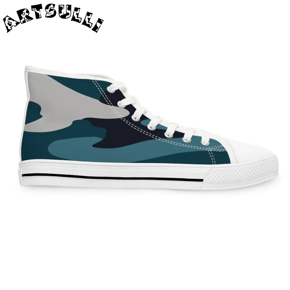 JAKKOUTTHEBXX Blue Camouflage Women’s High Top Sneakers