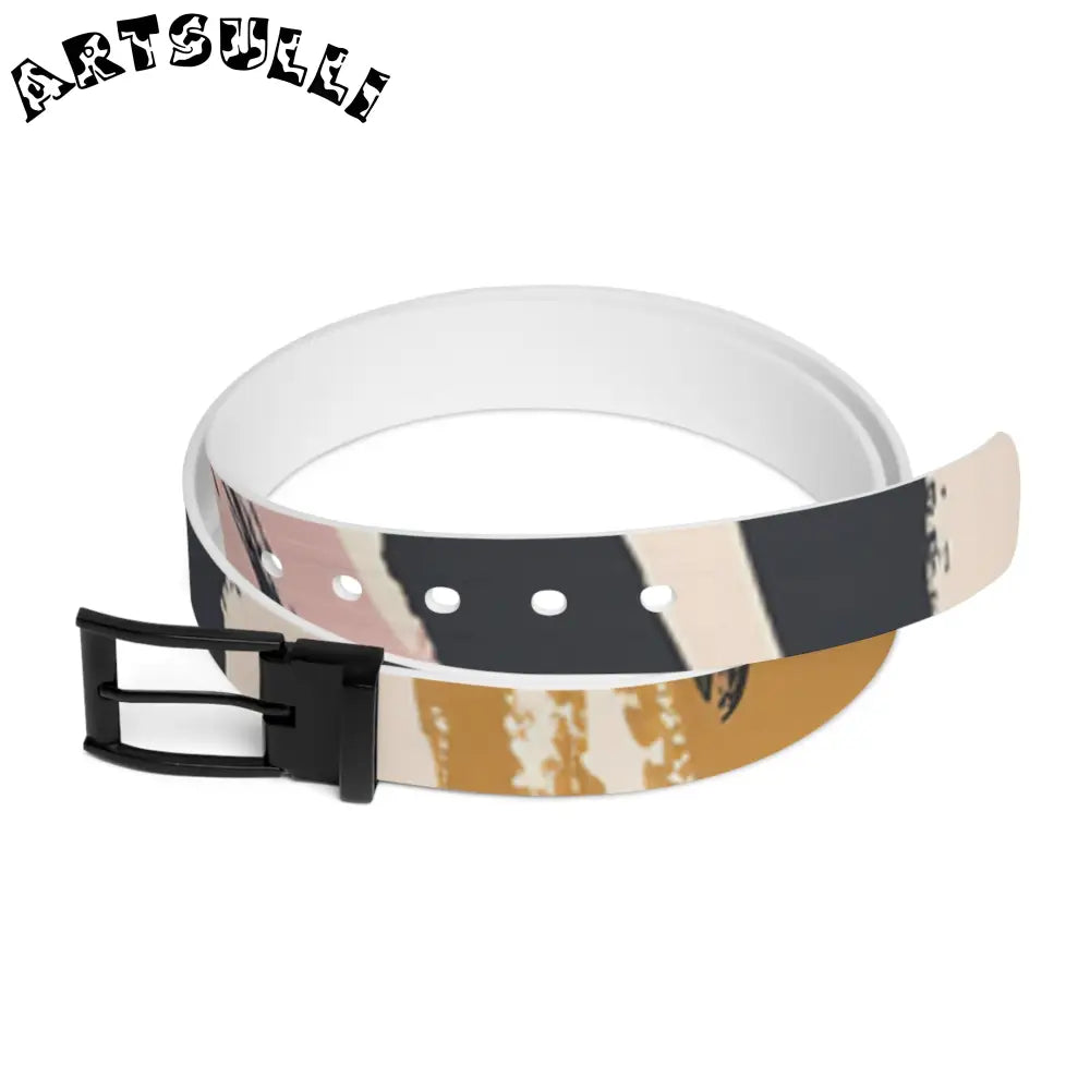 JAKKOUTTHEBXX white abstract pattern belt with black buckle