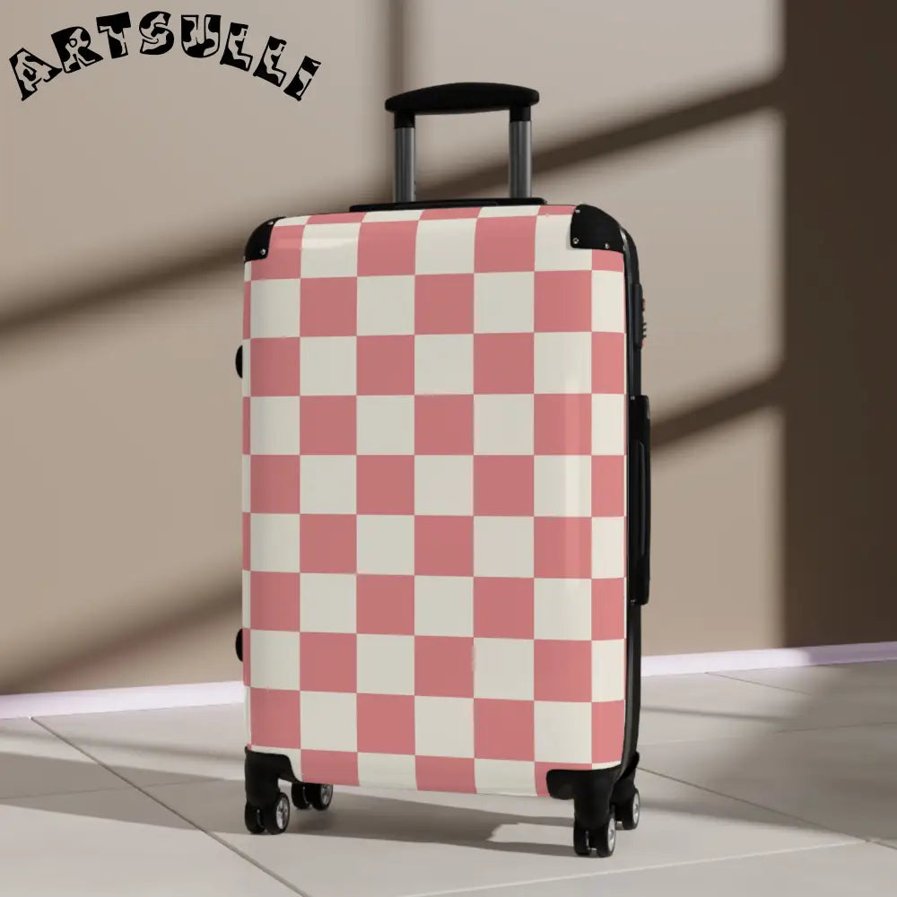 JAKKOUTTHEBXX Retro Checkered Grassland Sprites Suitcase