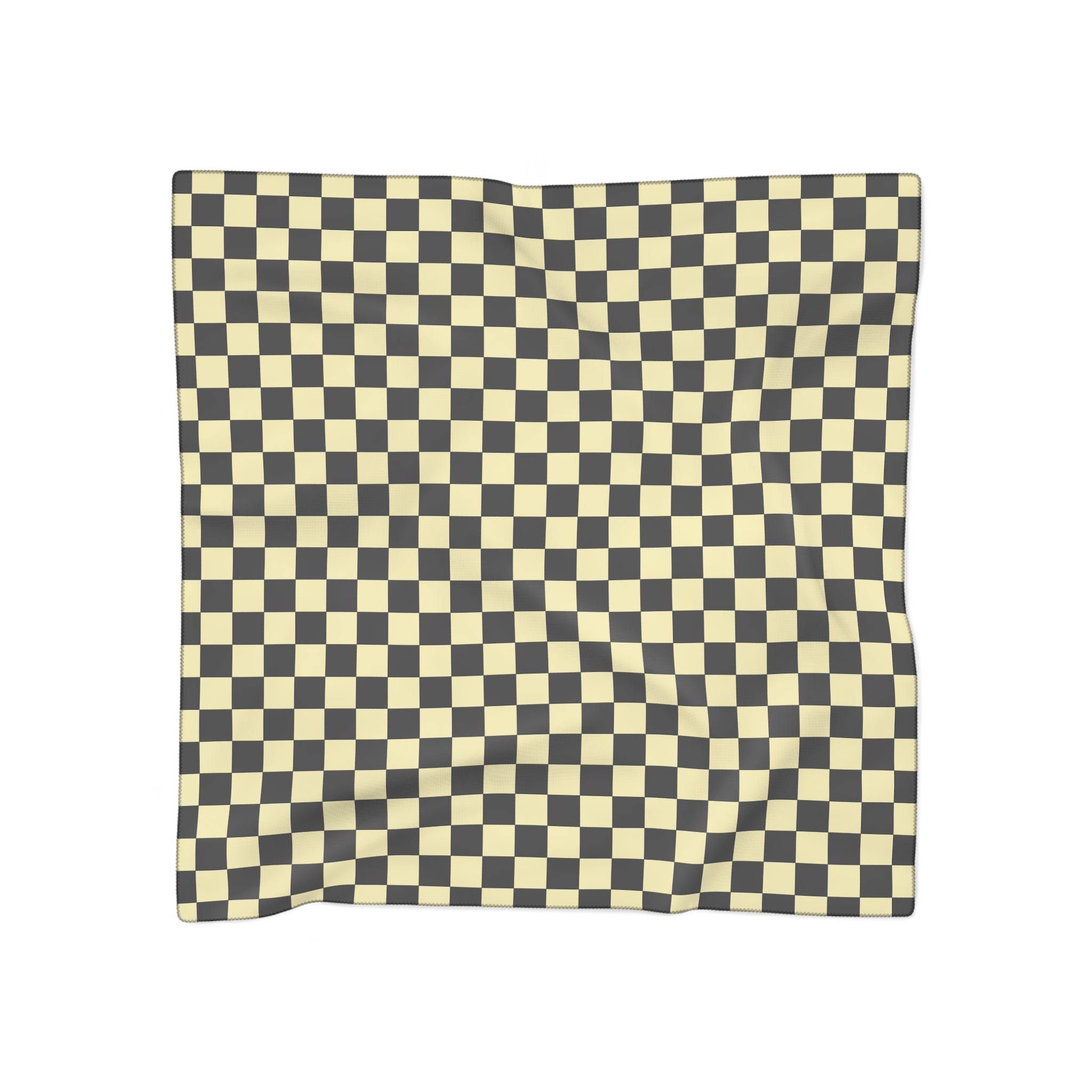 Checkerboard Black and Yellow Poly Scarf, Artsulli - Art is Long, Life is Short, Accessories, Color, Poly voile, Size, 25" × 25", , , 20257904033270486312