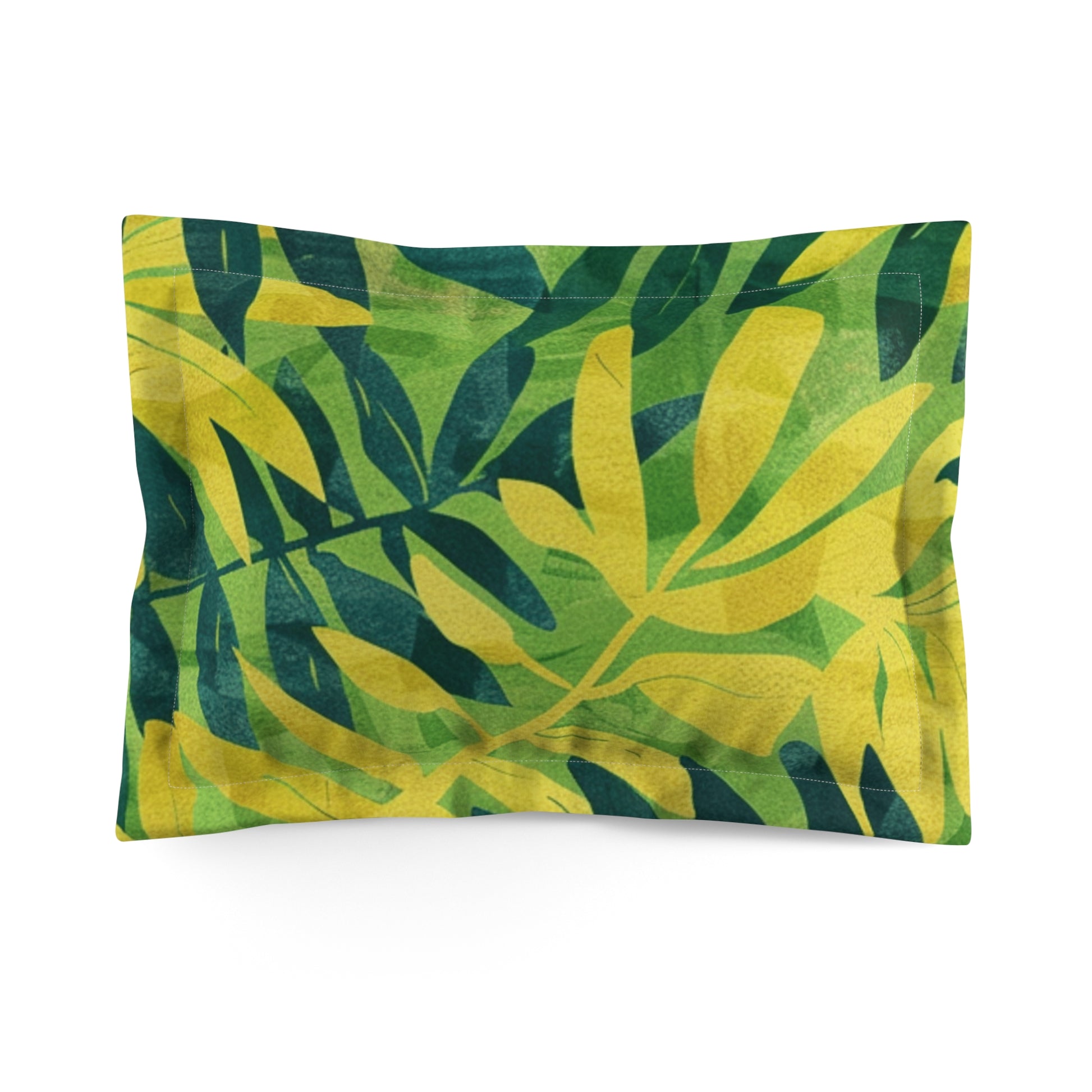 Green Leaf x Yellow Leaf x Tropical x Jungle Microfiber Pillow Sham, Artsulli - Art is Long, Life is Short, Home Decor, Size, Standard, , , , , 18644142840730168169