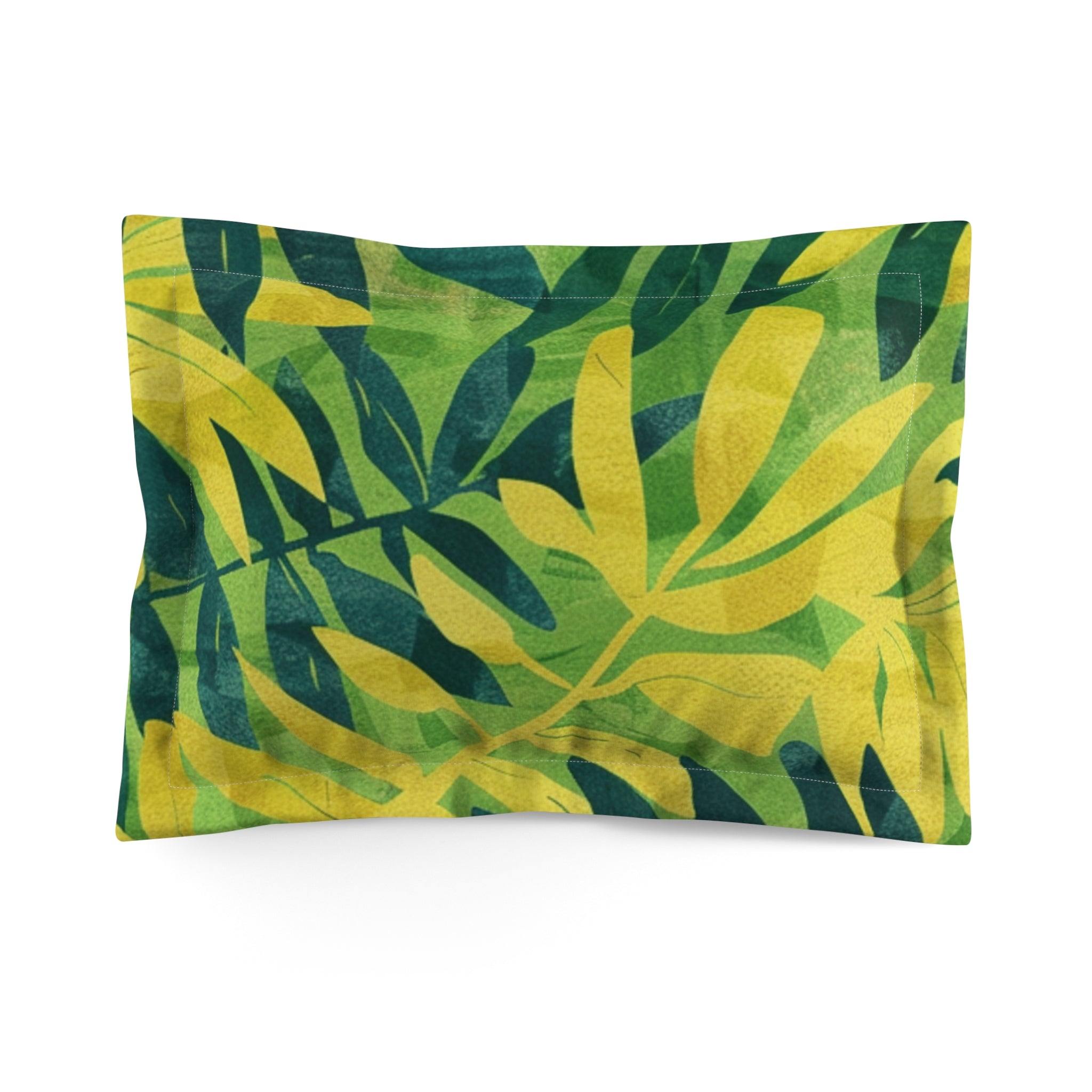 Green Leaf x Yellow Leaf x Tropical x Jungle Microfiber Pillow Sham, Artsulli - Art is Long, Life is Short, Home Decor, Size, Standard, , , , , 18644142840730168169