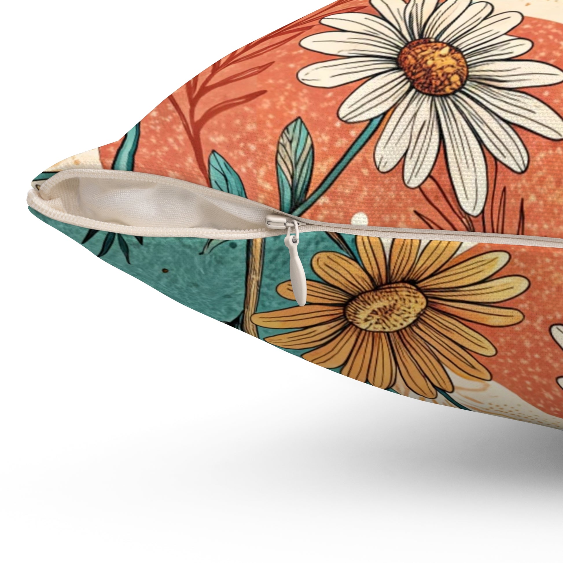 Retro Daisy Dream Spun Polyester Square Pillow, Artsulli - Art is Long, Life is Short, Home Decor, , , , , , , 