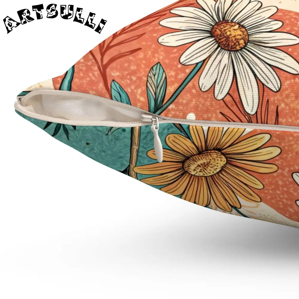 JAKKOUTTHEBXX Retro Daisy Dream Spun Polyester Square Pillow