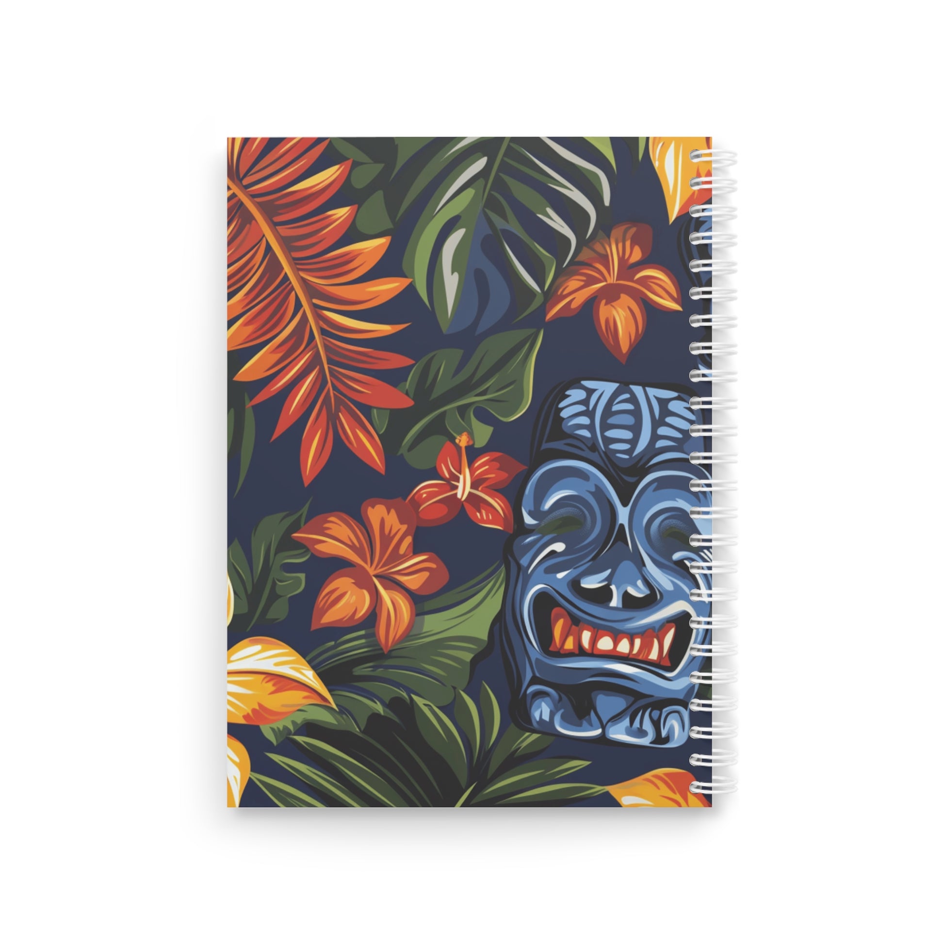 Tiki Bloom Navy Spiral Notebook, Artsulli - Art is Long, Life is Short, Paper products, , , , , , , 