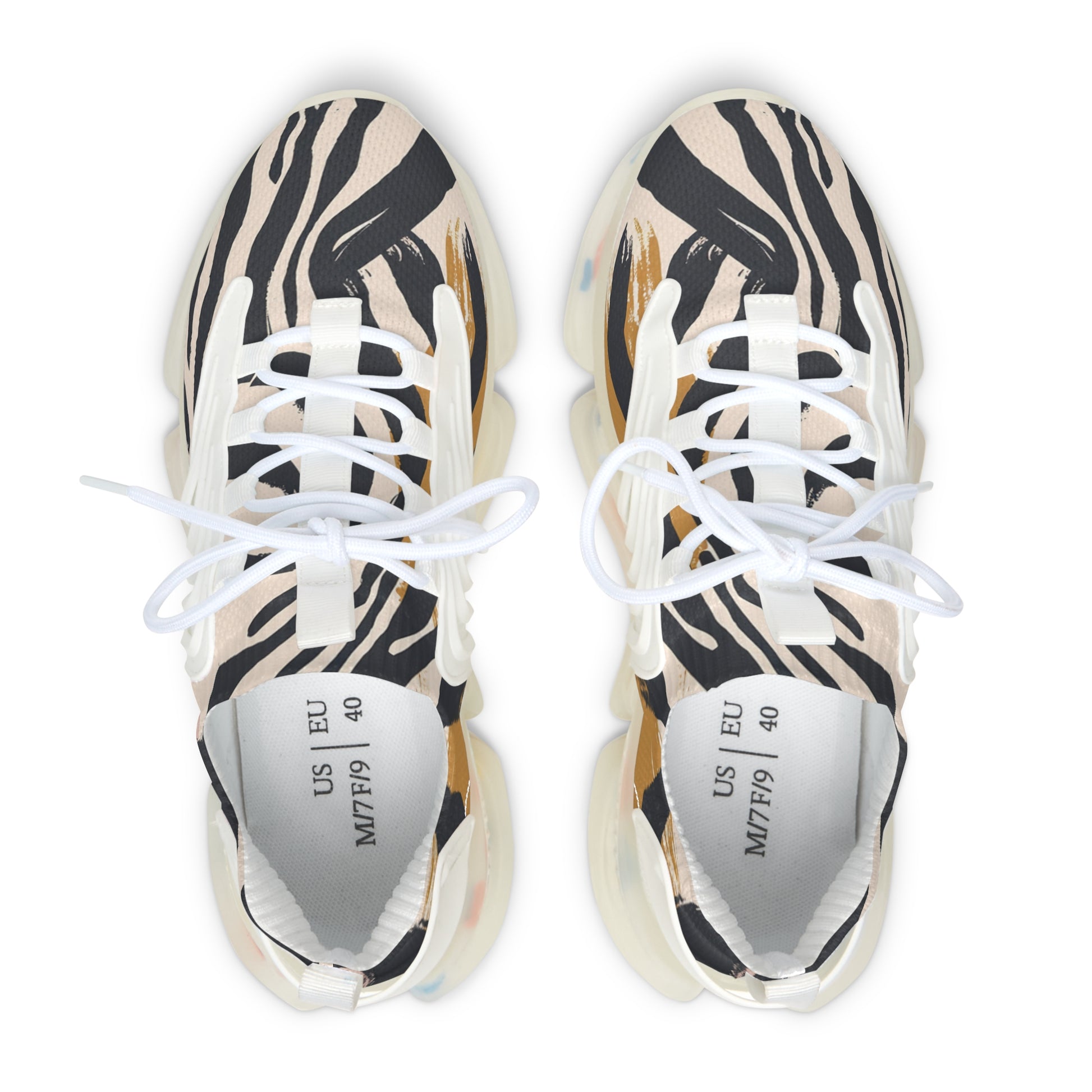 Beige Zebra Jungle Flats Women's Mesh Sneakers, Artsulli - Art is Long, Life is Short, Shoes, , , , , , , 