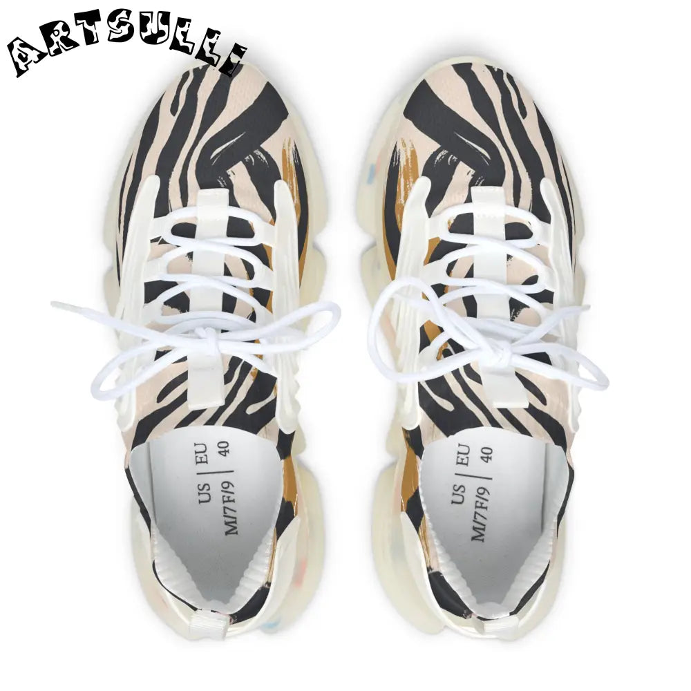 JAKKOUTTHEBXX Zebra Print Mesh Sneakers with Clear Speckled Sole