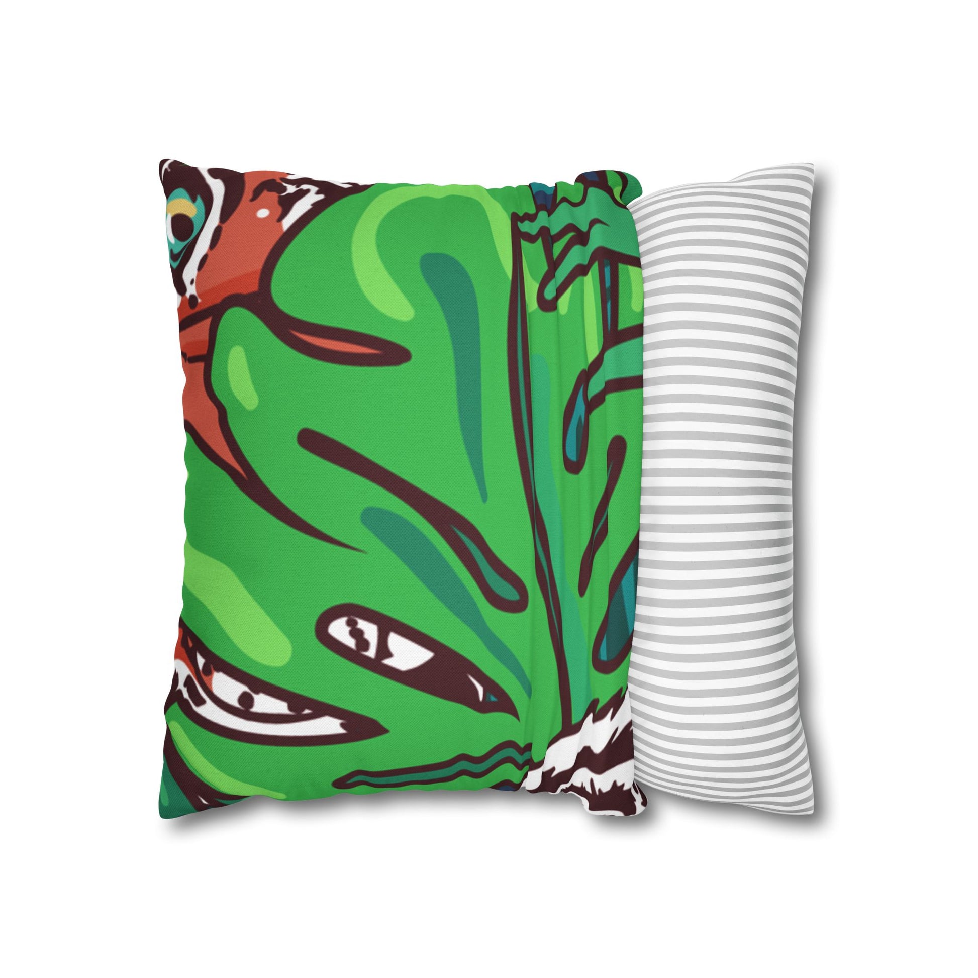 Tropical Jungle Tigers Blue and Green Spun Polyester Square Pillowcase, Artsulli - Art is Long, Life is Short, Home Decor, , , , , , , 