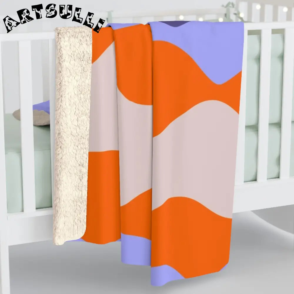 JAKKOUTTHEBXX Waves Red and Blue Sherpa Fleece Blanket JAKKOUTTHEBXX