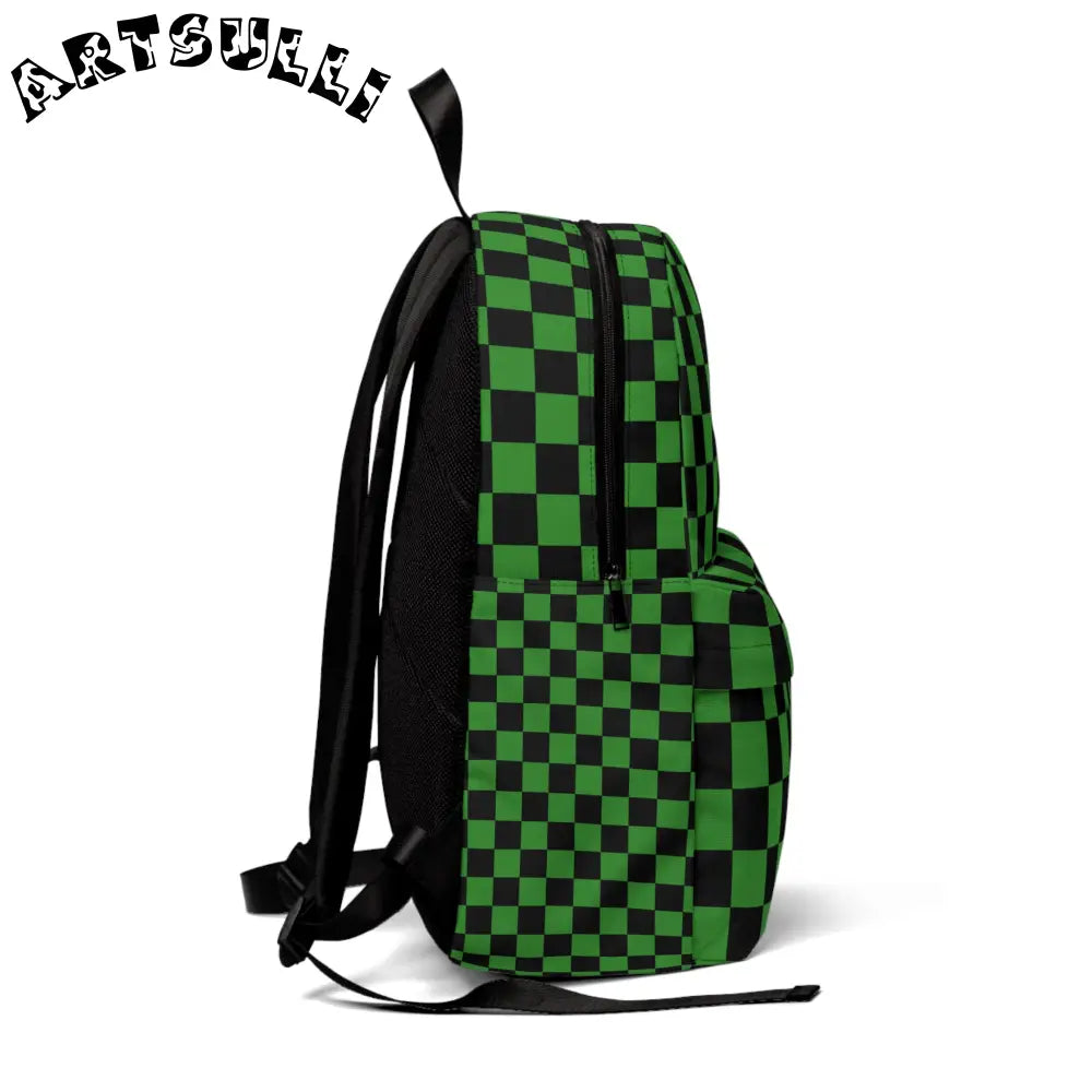 JAKKOUTTHEBXX Checkerboard Green and Black Unisex Classic Backpack