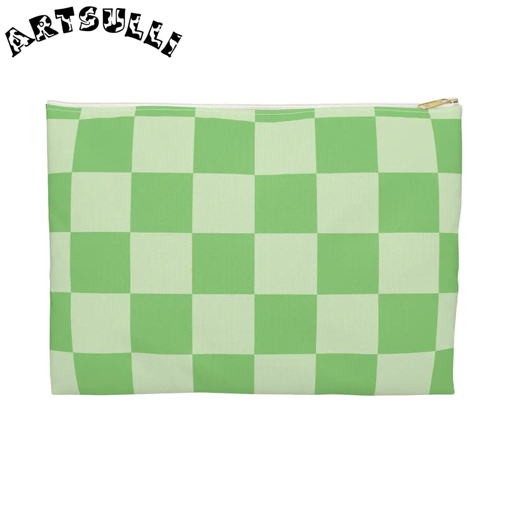 JAKKOUTTHEBXX Checkerboard Green Accessory Pouch JAKKOUTTHEBXX