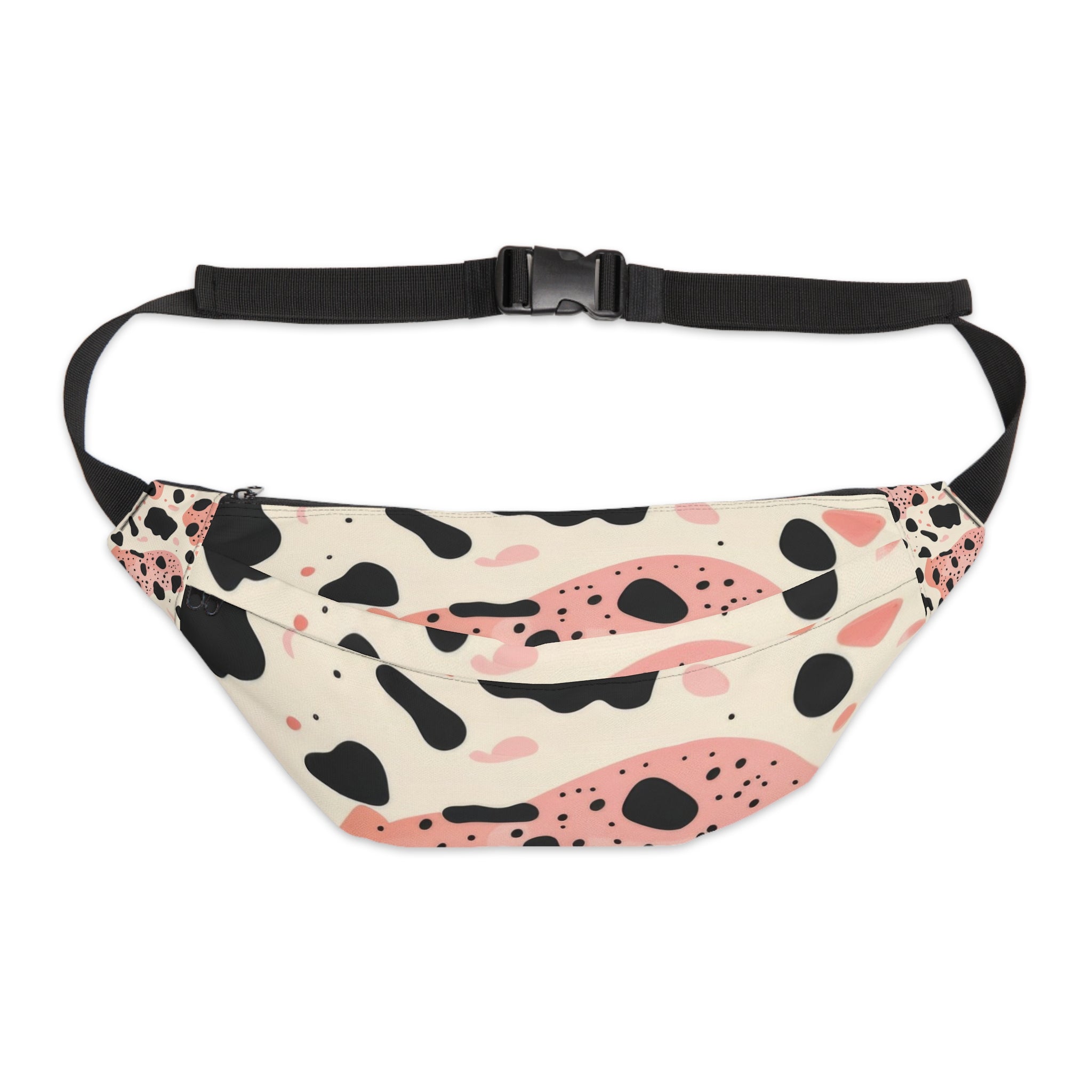 Organic Cow Print Cream and Pink Large Fanny Pack, Artsulli - Art is Long, Life is Short, Bags, Size, 8" × 9" × 4'', , , , , 84923591538525