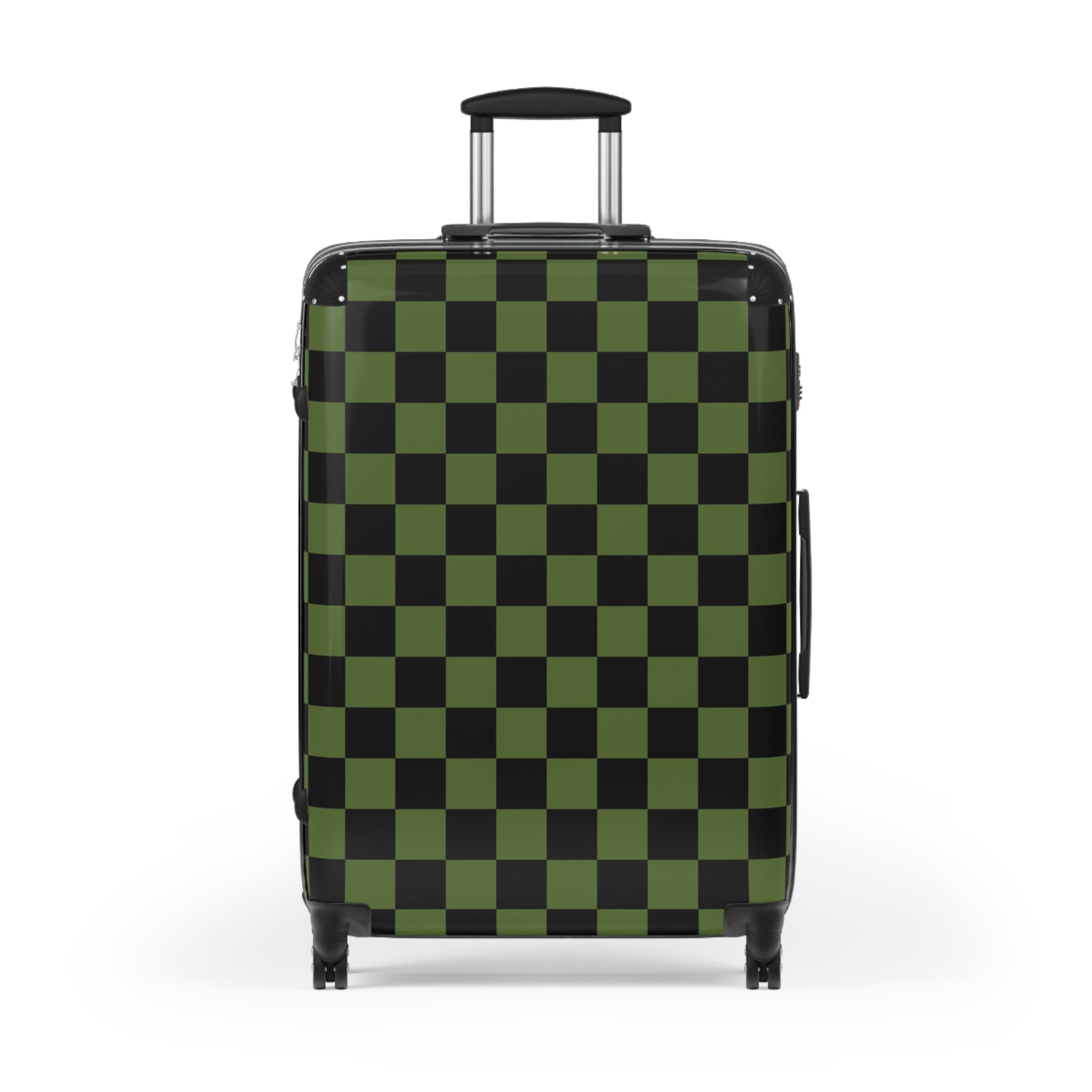 Checkerboard Olive Green and Black Suitcase, Artsulli - Art is Long, Life is Short, Bags, , , , , , , 
