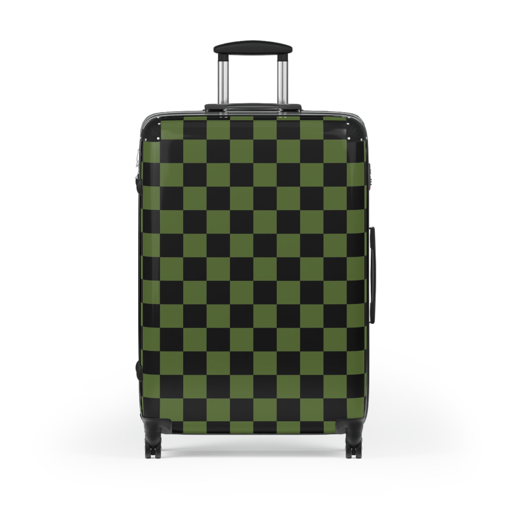 Checkerboard Olive Green and Black Suitcase, Artsulli - Art is Long, Life is Short, Bags, , , , , , , 